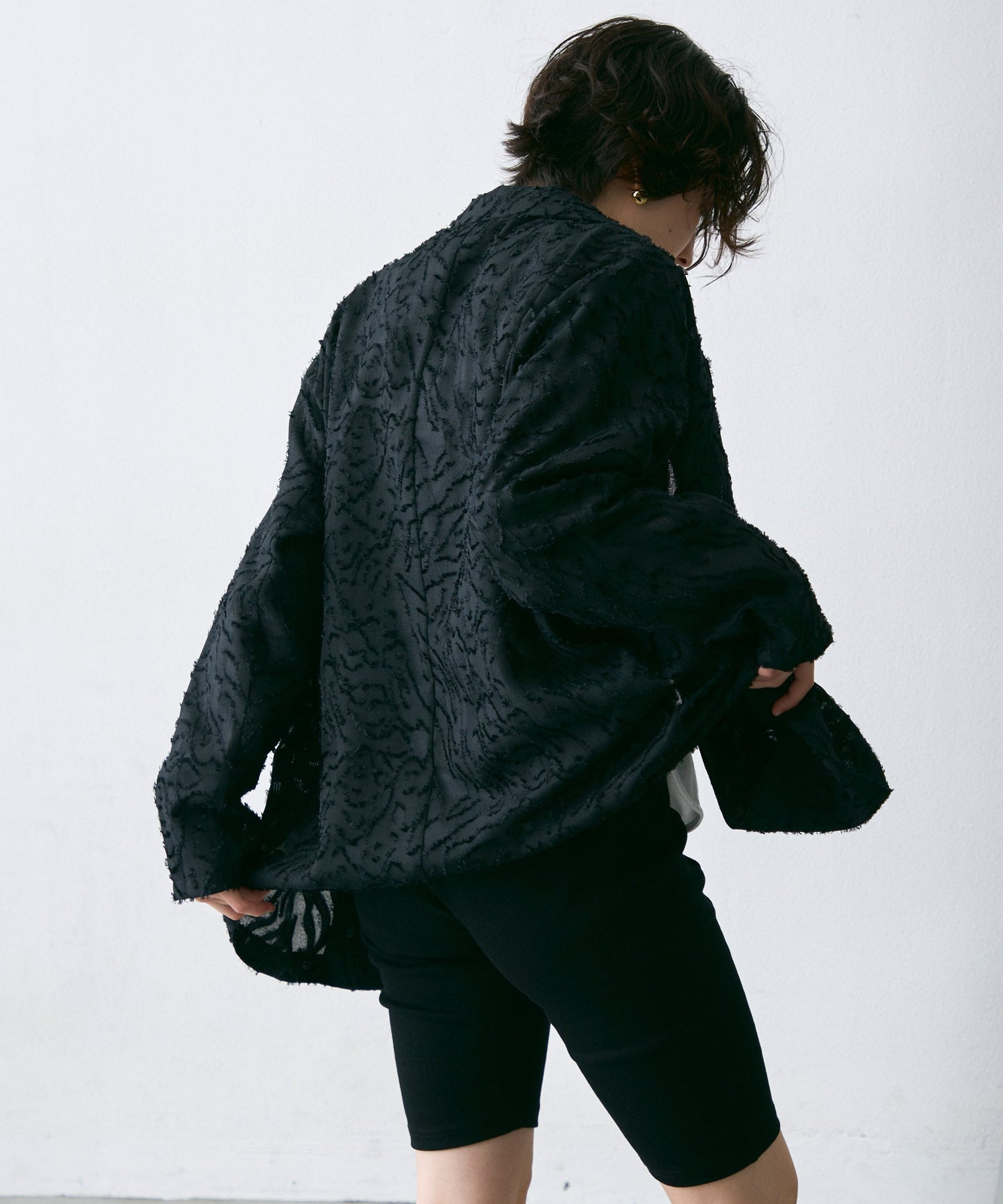 ジャガード柄シングルジャケット