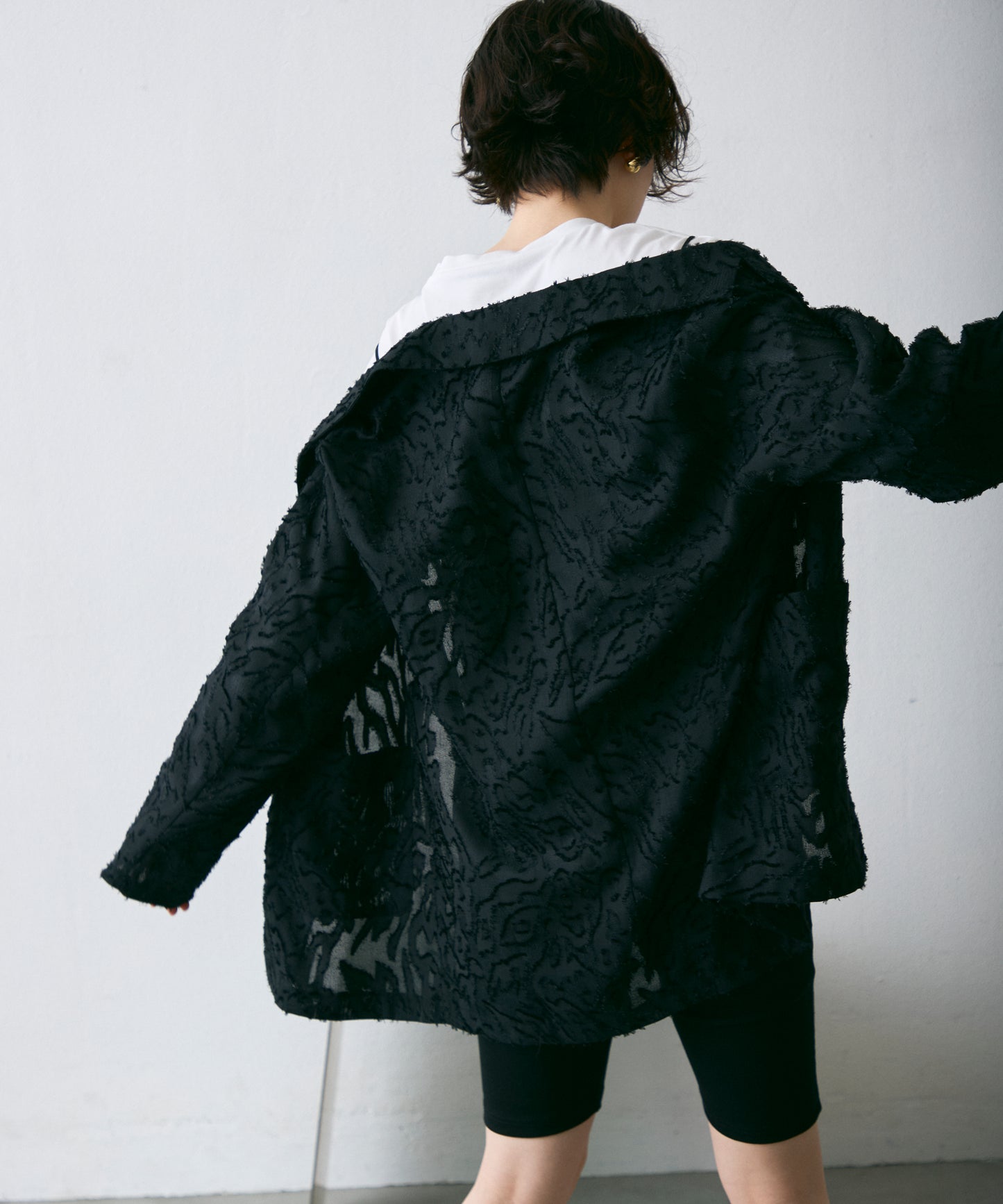 ジャガード柄シングルジャケット