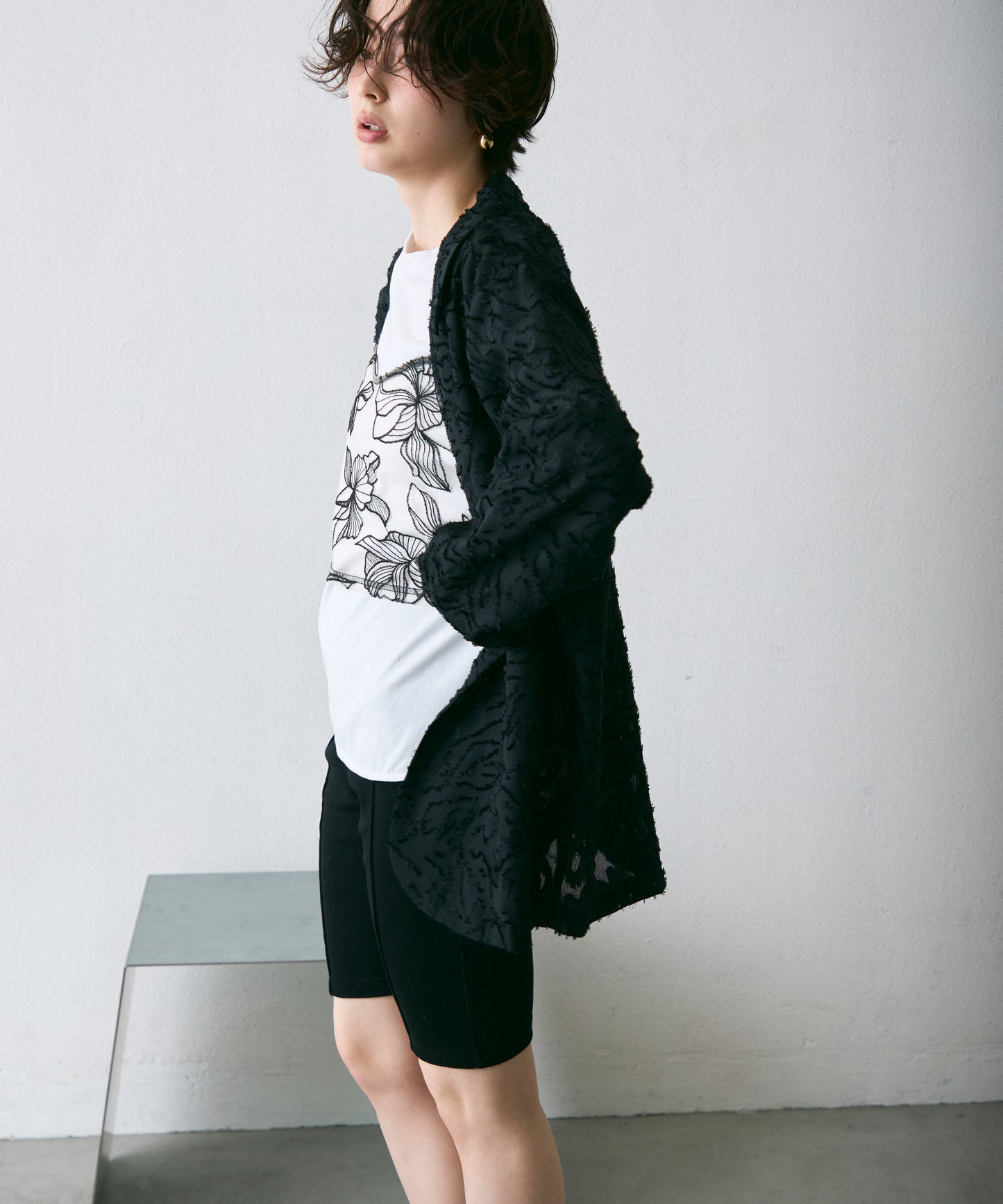 ジャガード柄シングルジャケット