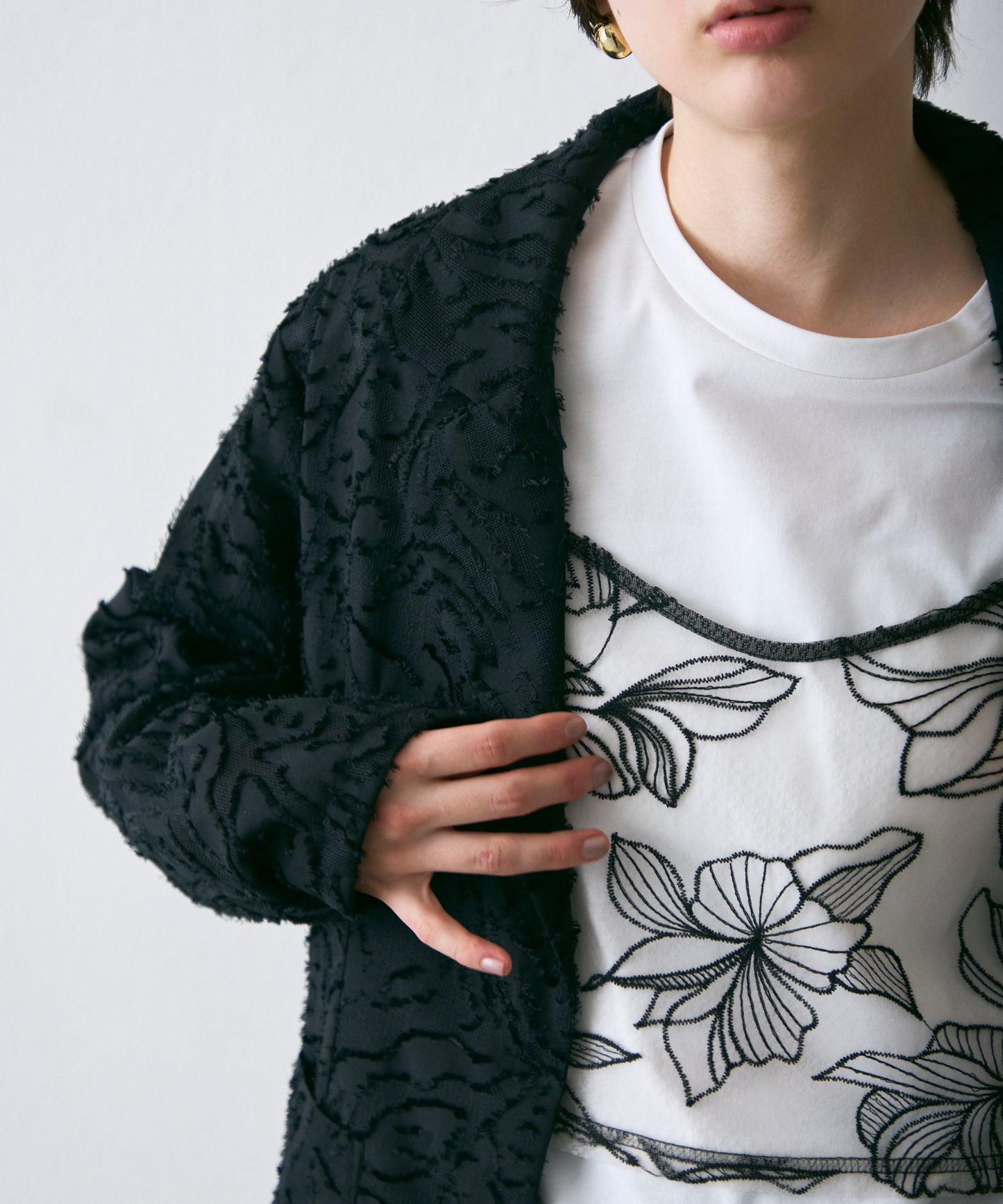 ジャガード柄シングルジャケット