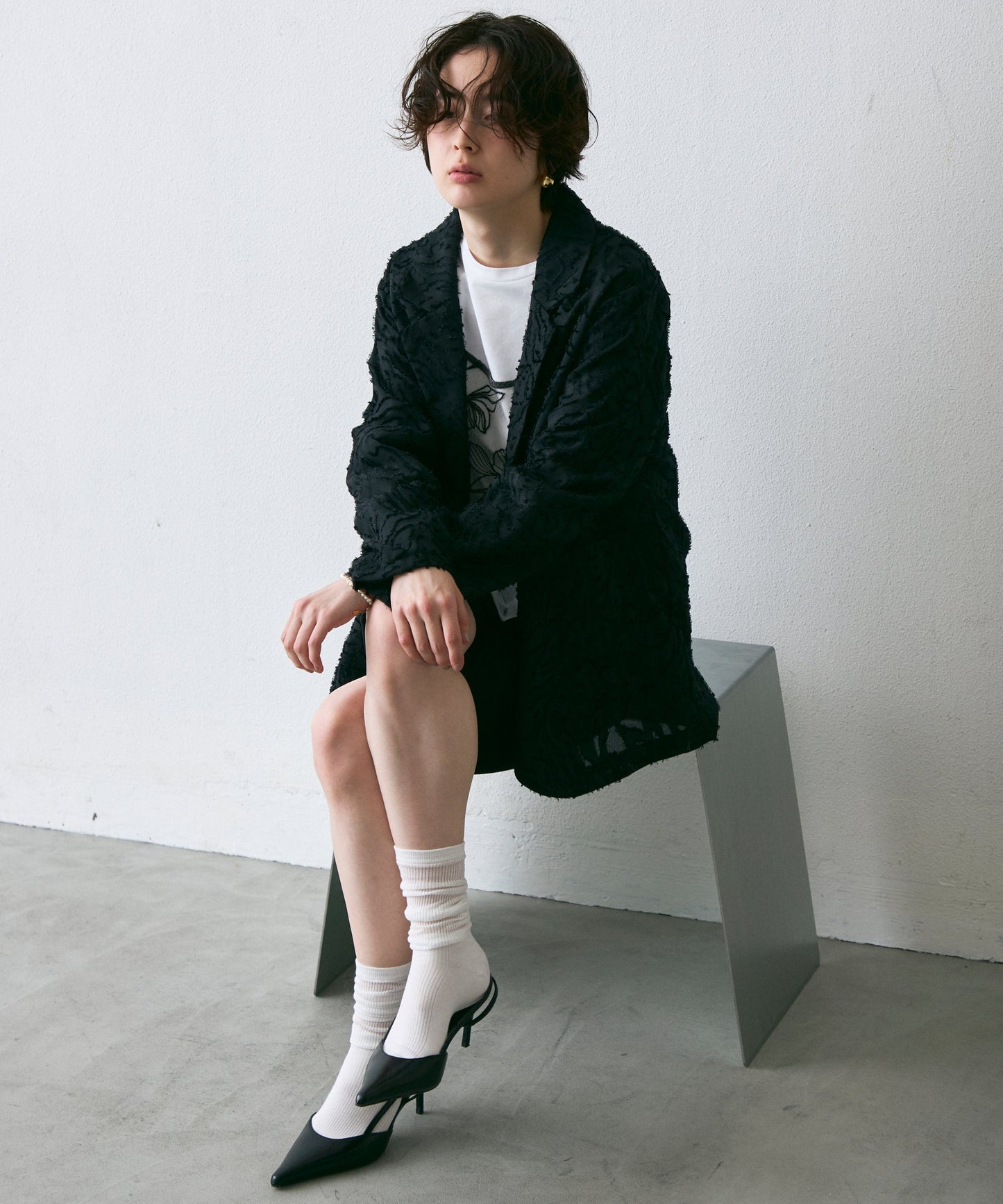 ジャガード柄シングルジャケット