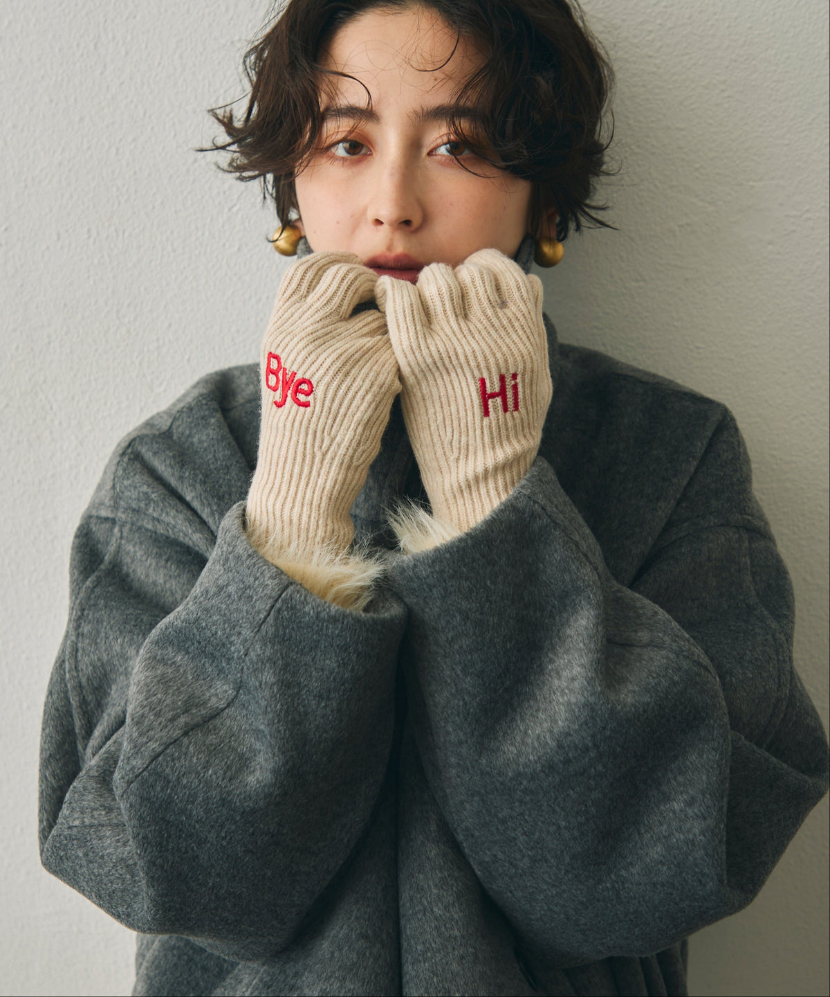 Hi-Bye 刺繍ニットグローブ