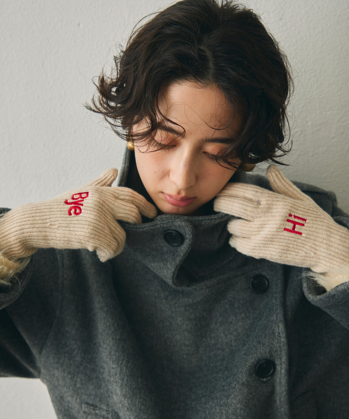 Hi-Bye 刺繍ニットグローブ