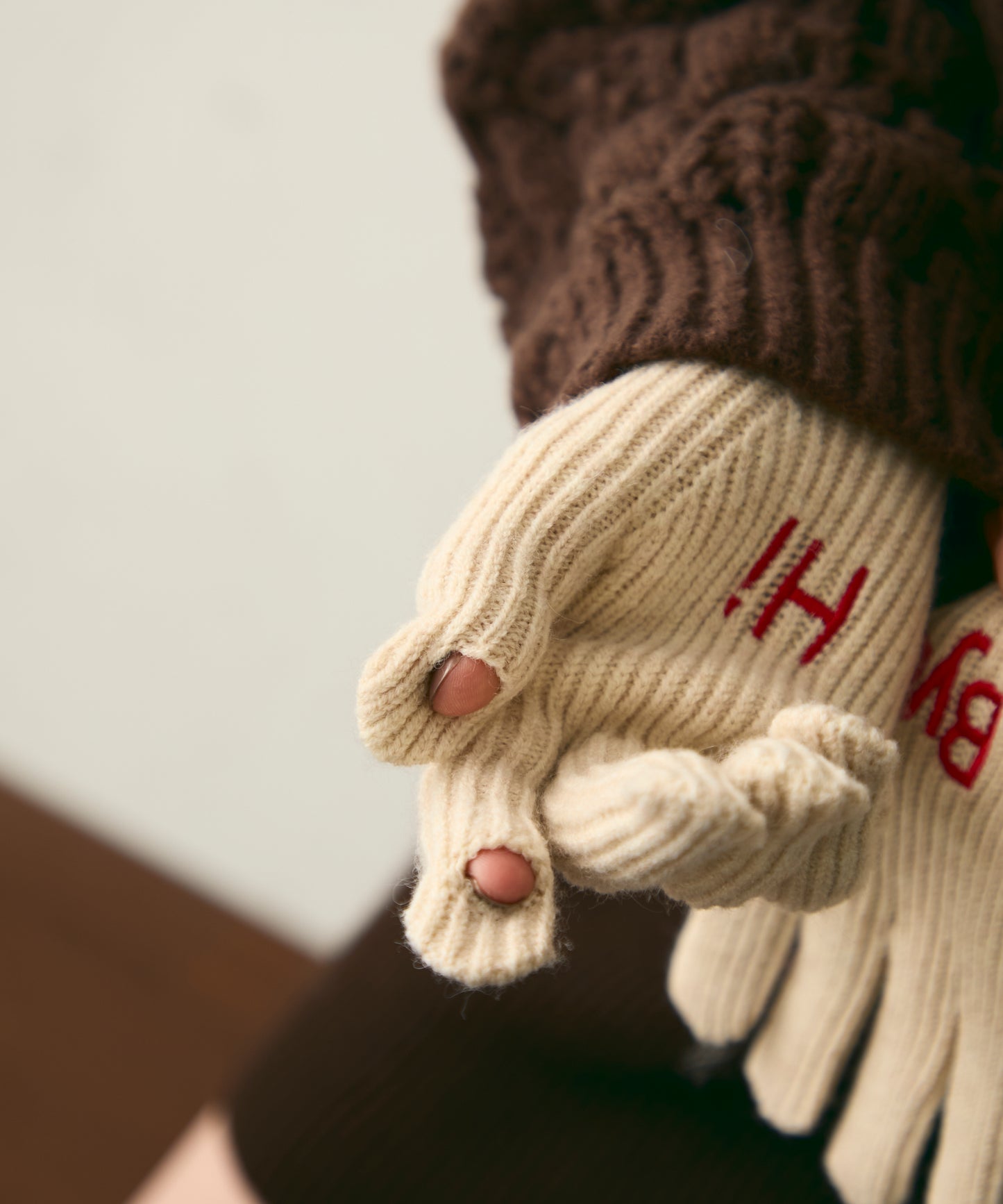 Hi-Bye 刺繍ニットグローブ