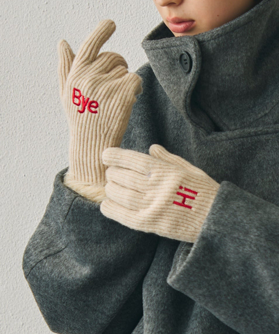 Hi-Bye 刺繍ニットグローブ