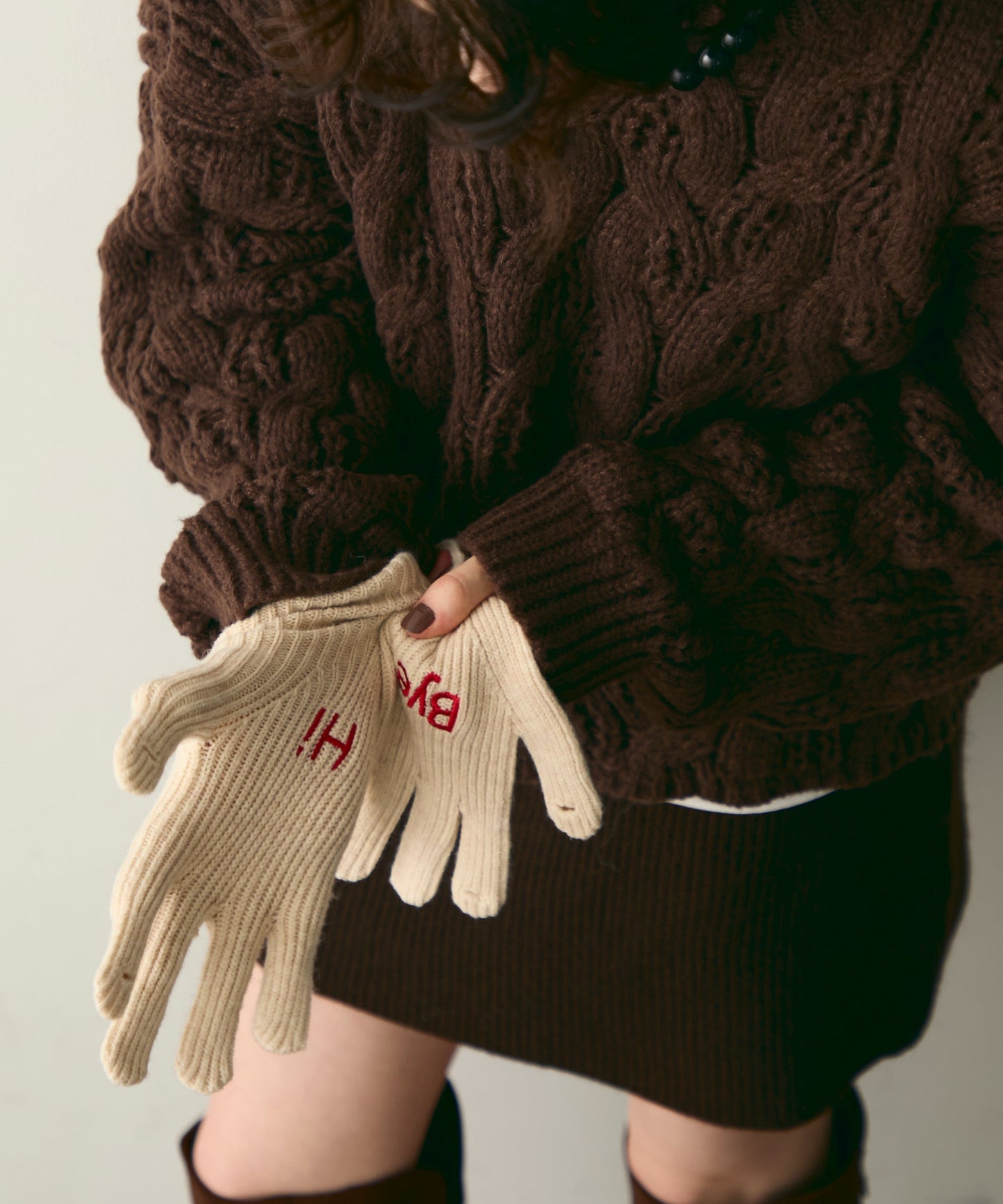 Hi-Bye 刺繍ニットグローブ