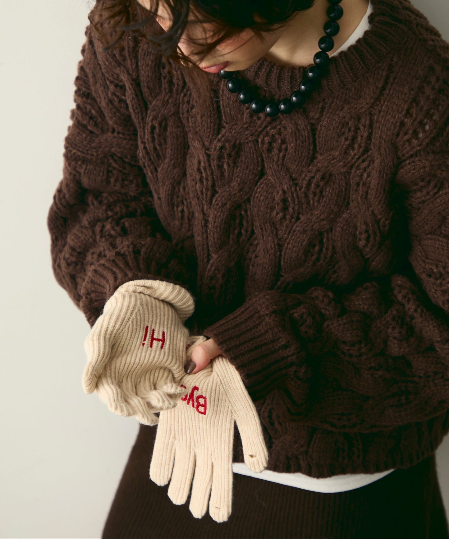 Hi-Bye 刺繍ニットグローブ