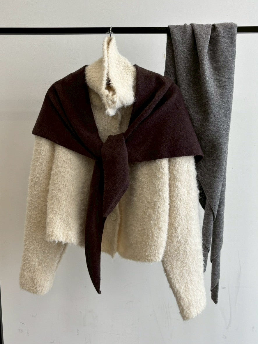 【ウール混】トライアングルニットマフラー