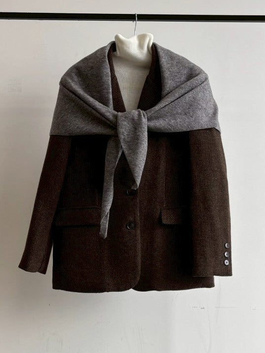 【ウール混】トライアングルニットマフラー