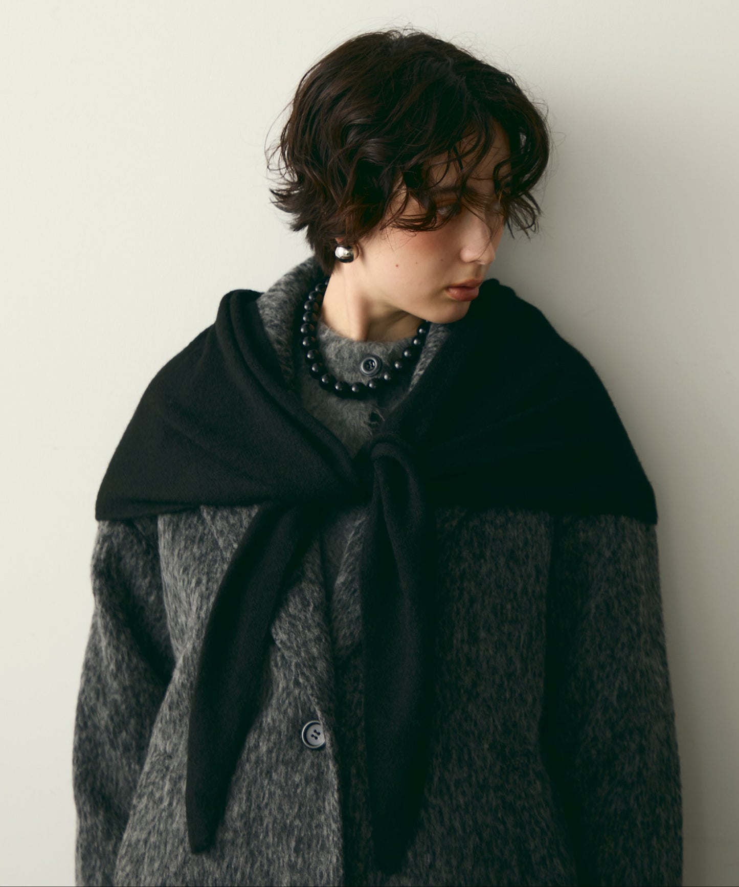 【ウール混】トライアングルニットマフラー