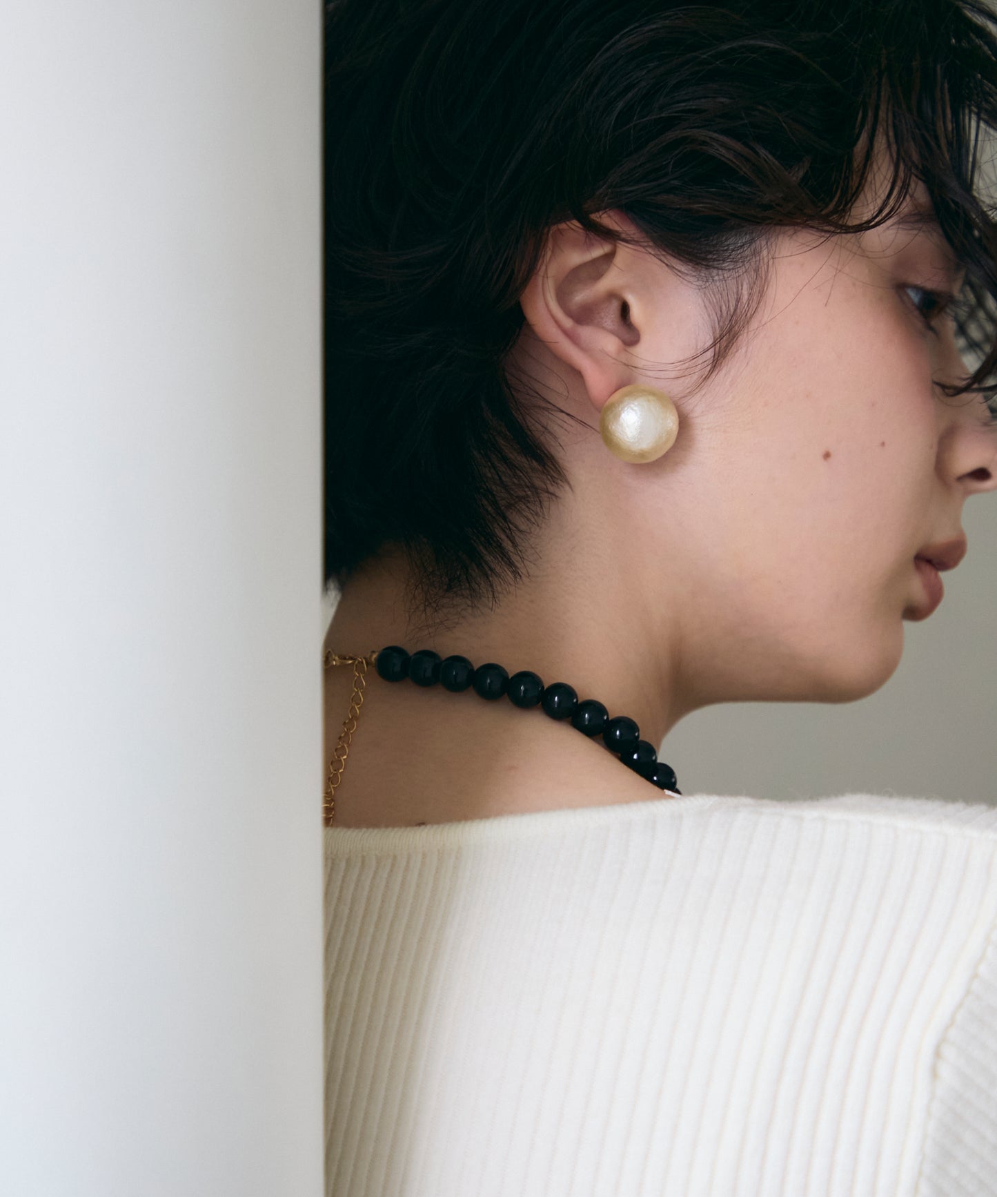 ビッグコットンパールピアス