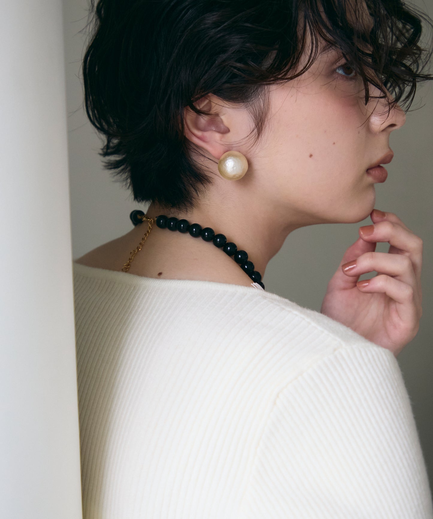 ビッグコットンパールピアス