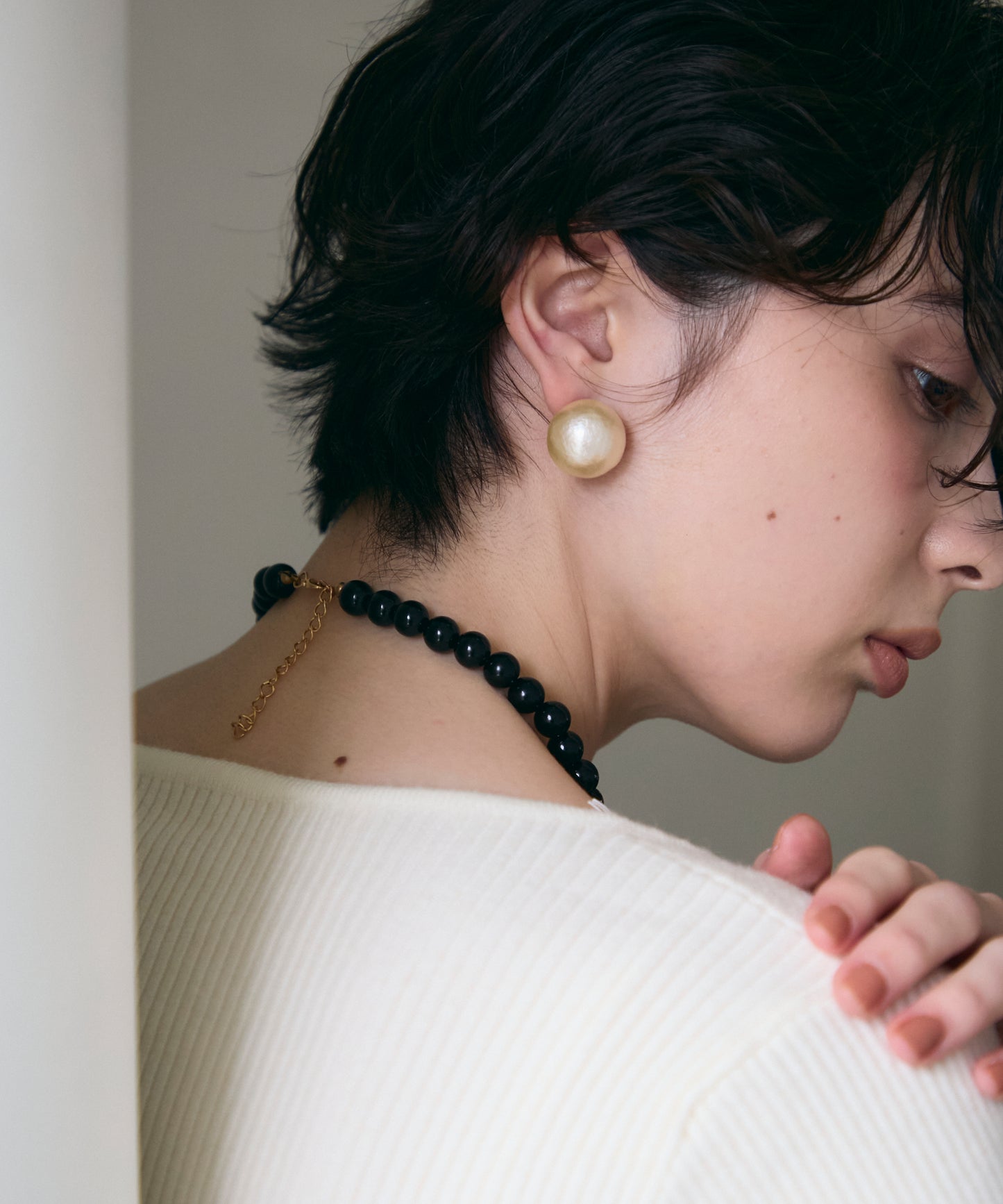 ビッグコットンパールピアス