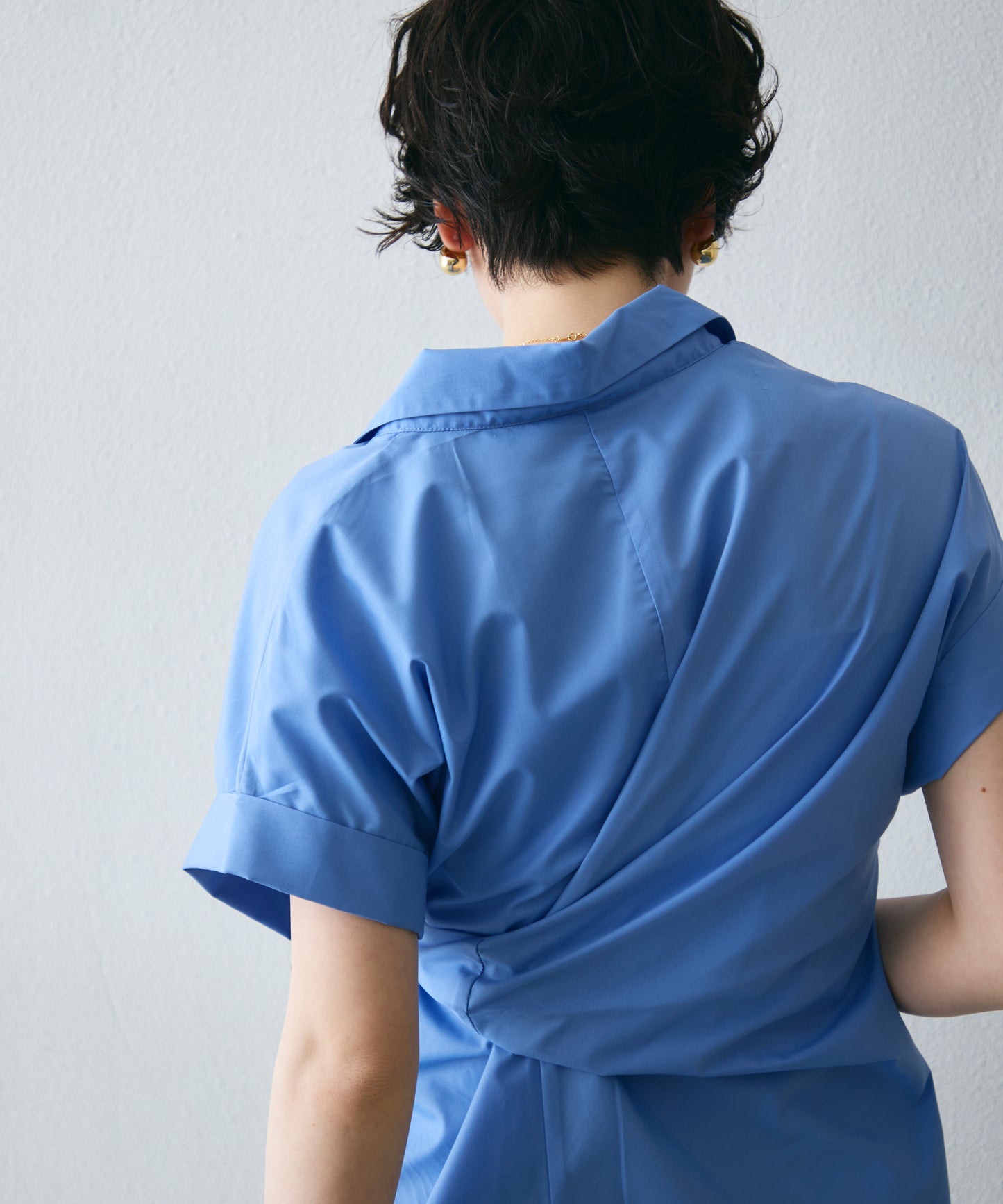 脇リボンフレンチスリーブシャツ