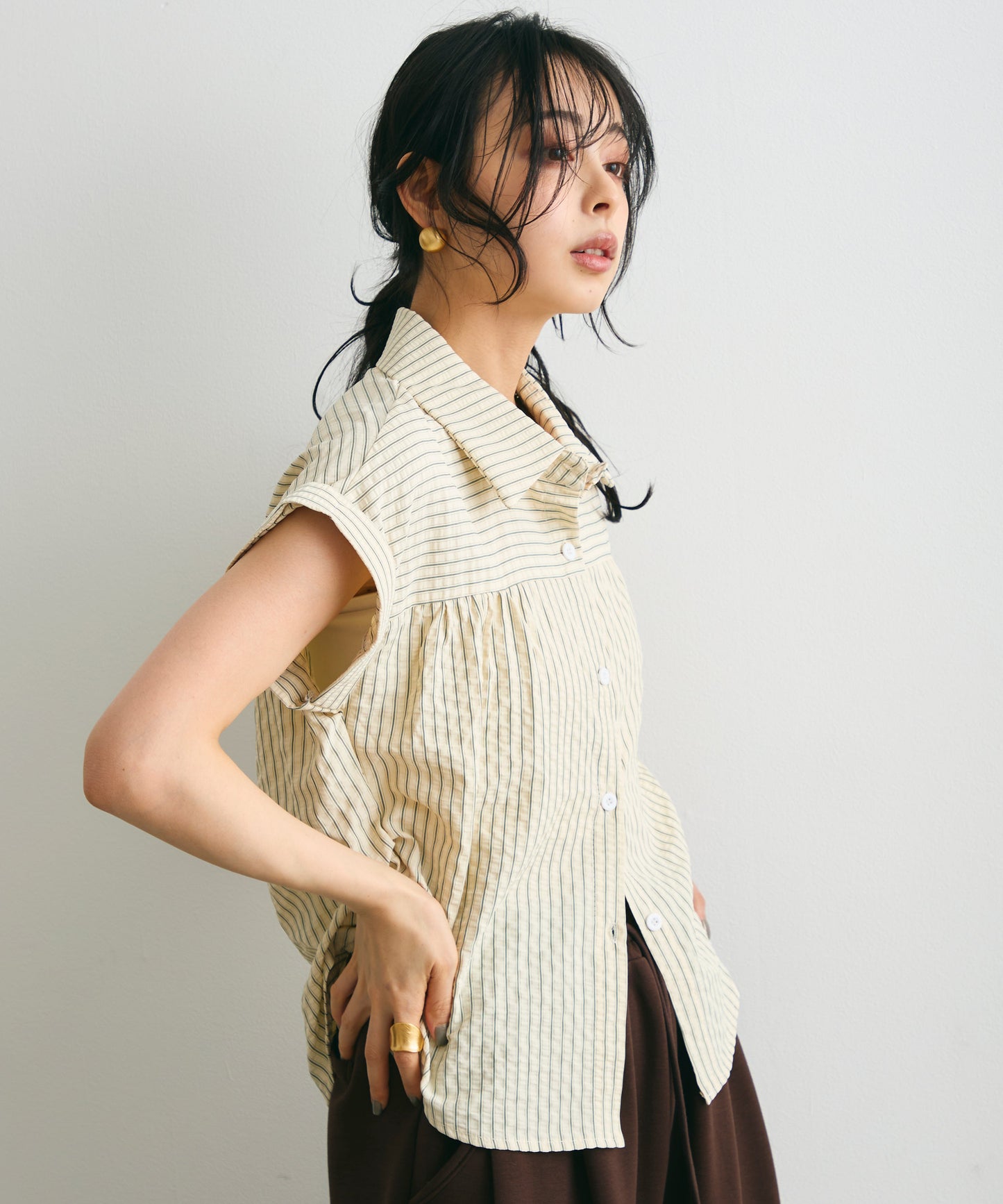 サッカーストライプフレンチシャツ