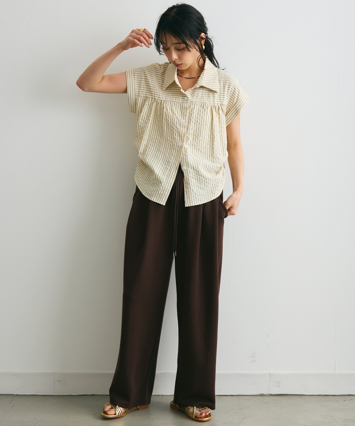 サッカーストライプフレンチシャツ