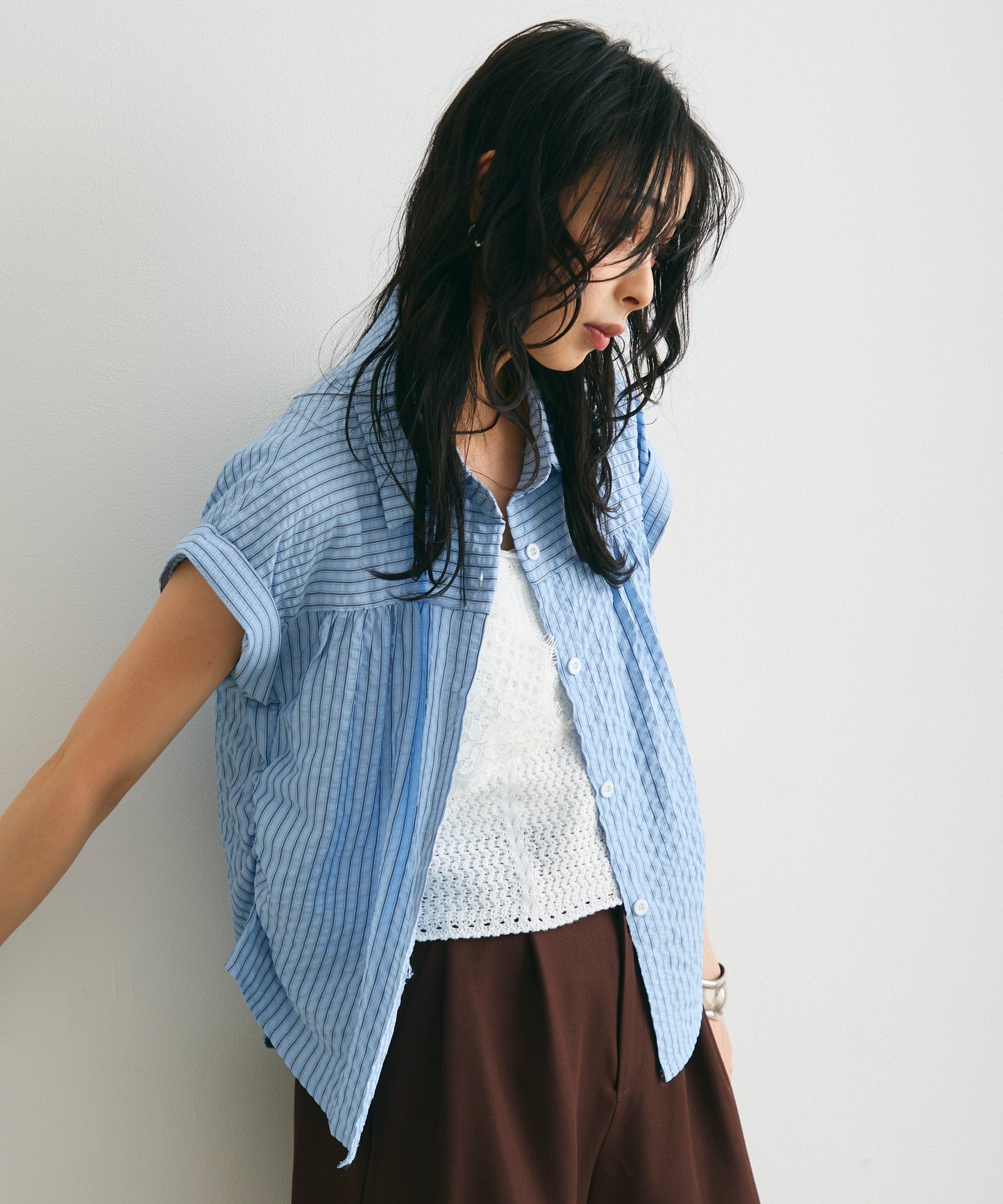 サッカーストライプフレンチシャツ