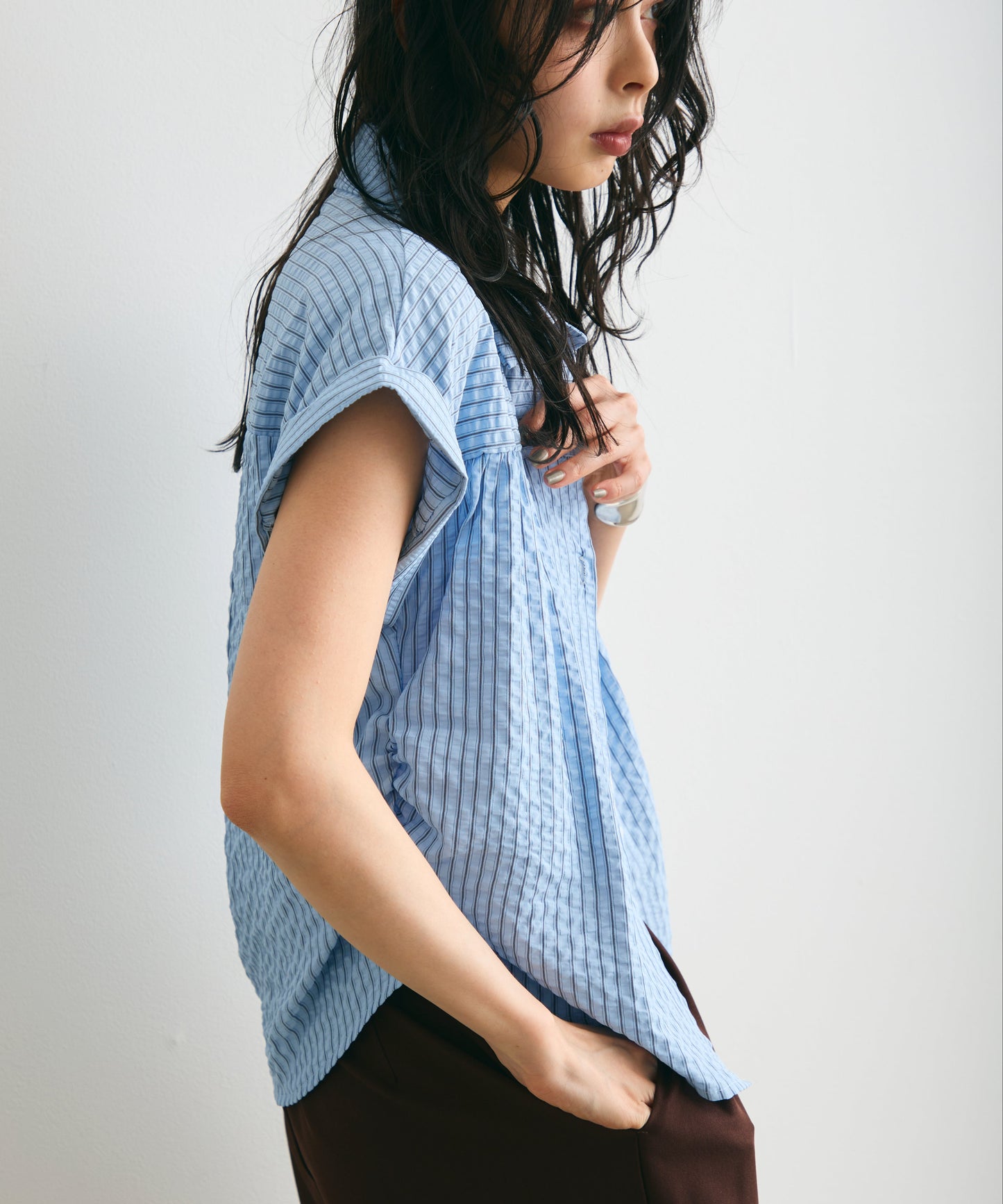 サッカーストライプフレンチシャツ