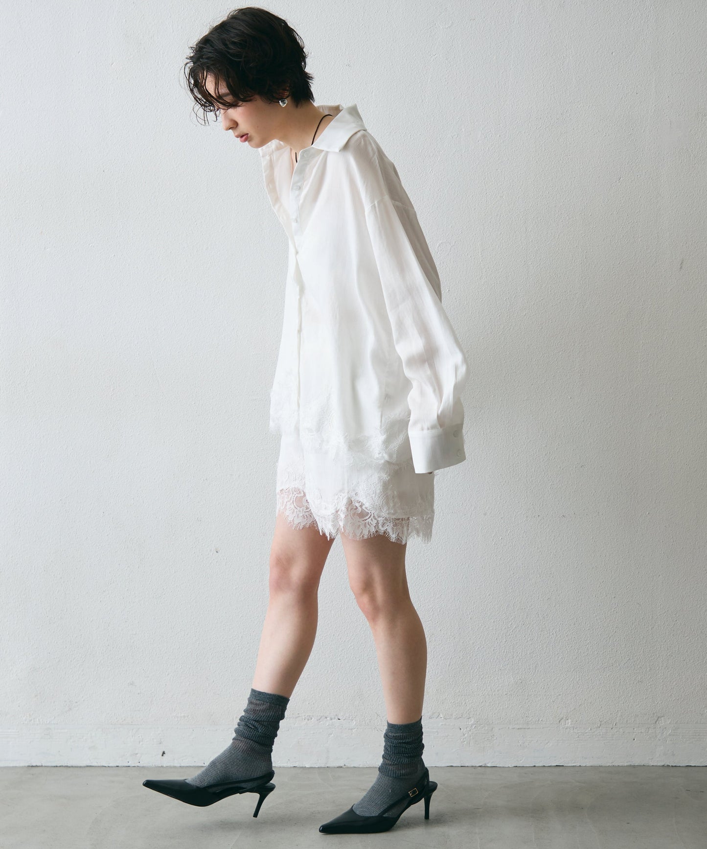 レースヘムシャツアンドショートパンツSETUP