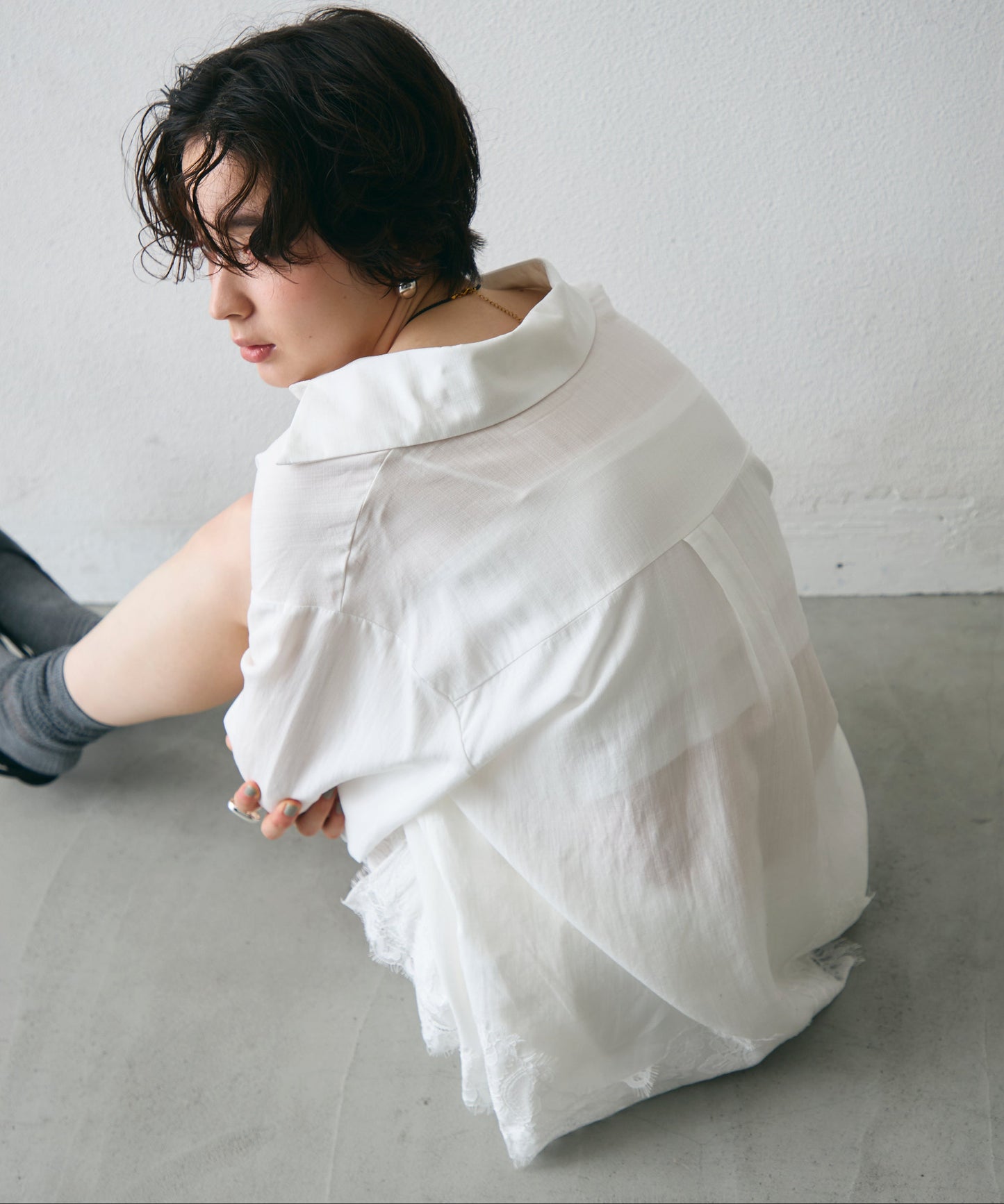 レースヘムシャツアンドショートパンツSETUP