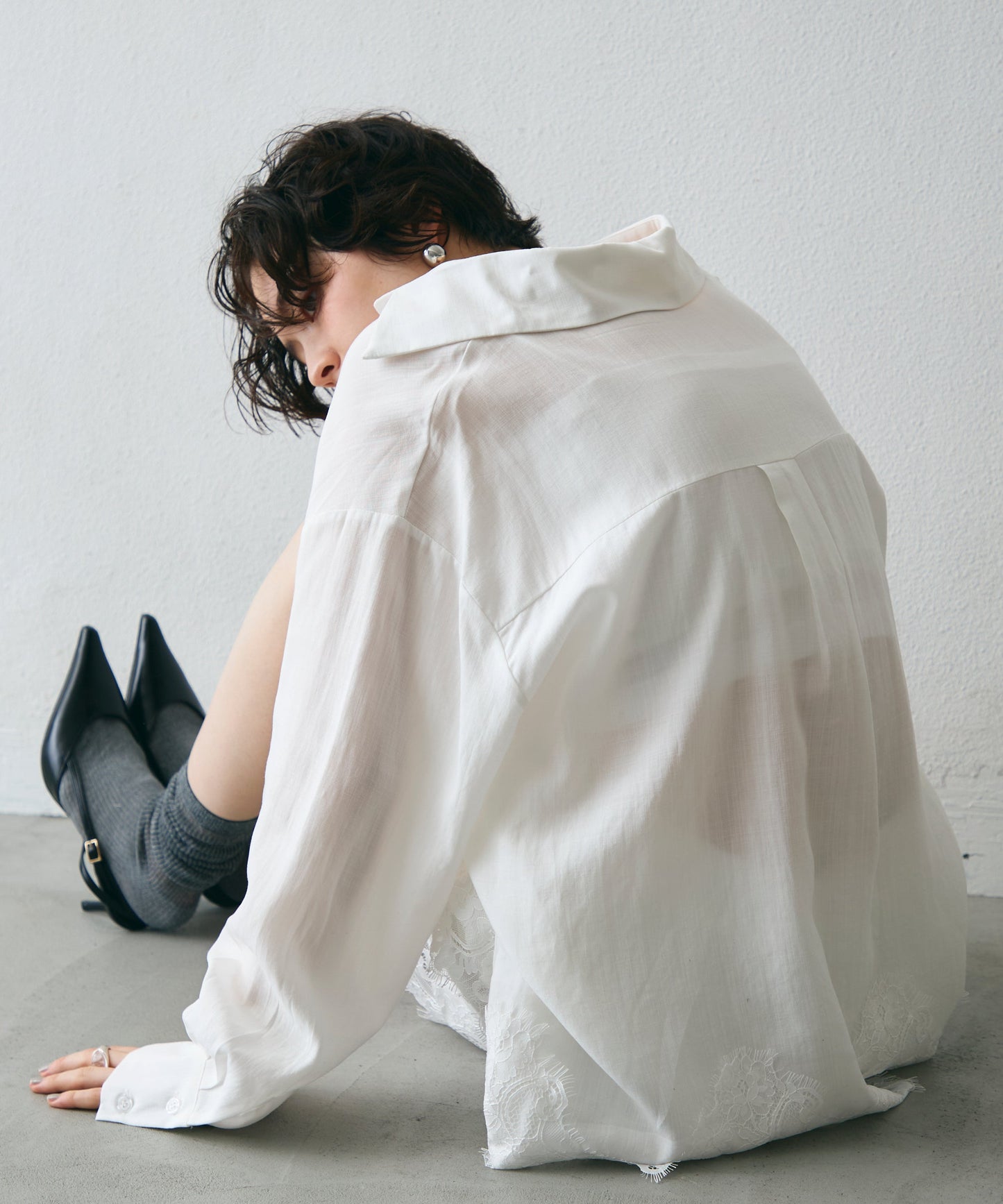 レースヘムシャツアンドショートパンツSETUP