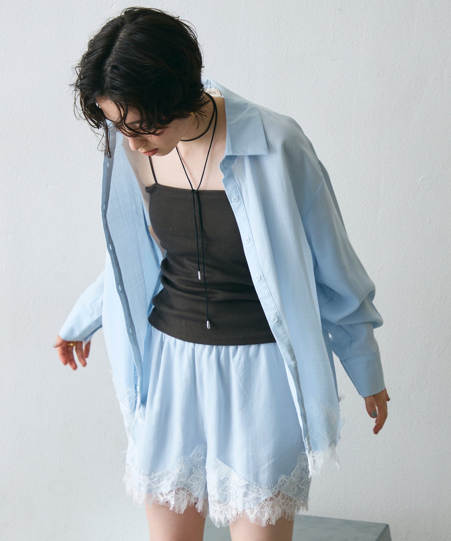 レースヘムシャツアンドショートパンツSETUP