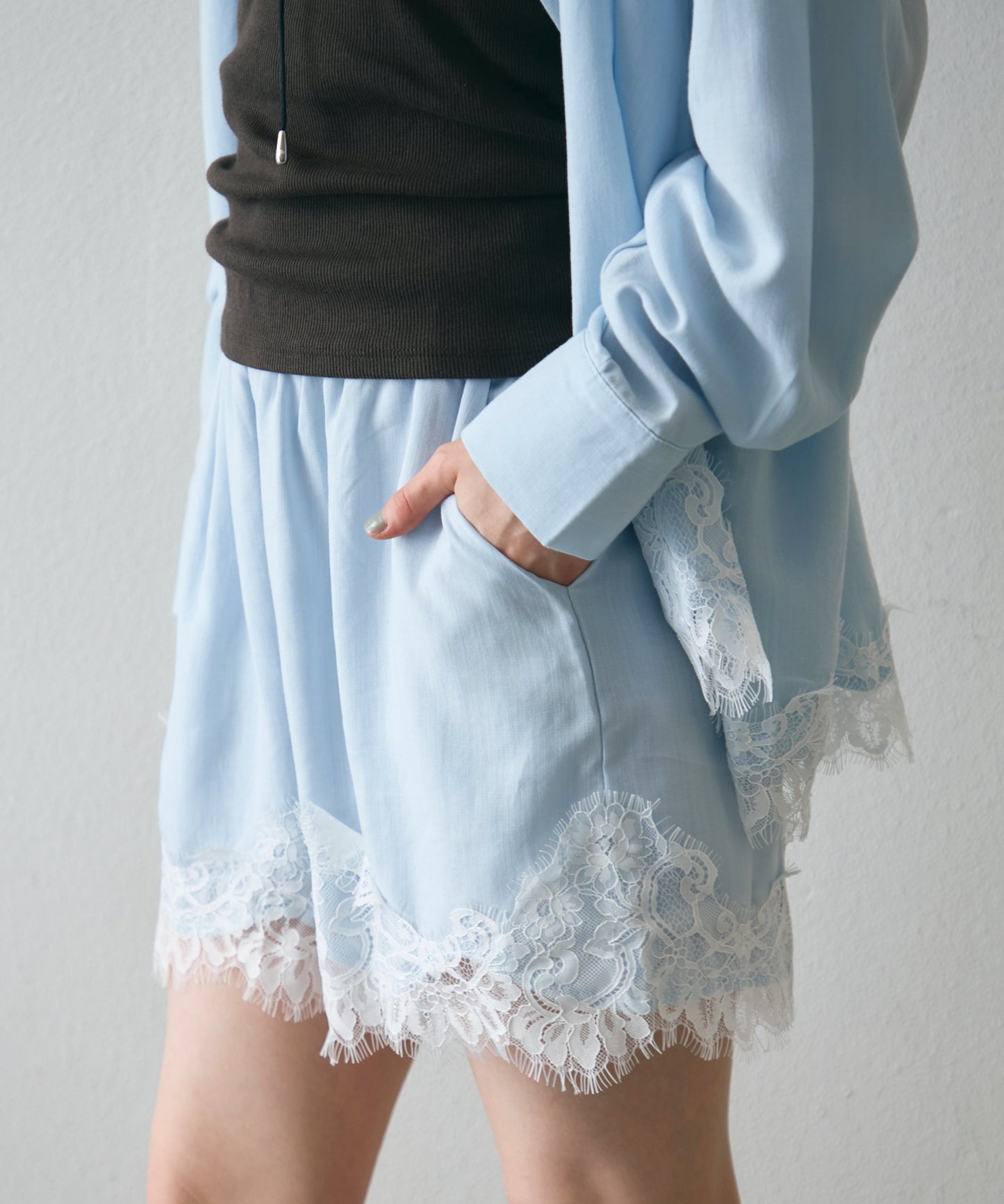 レースヘムシャツアンドショートパンツSETUP