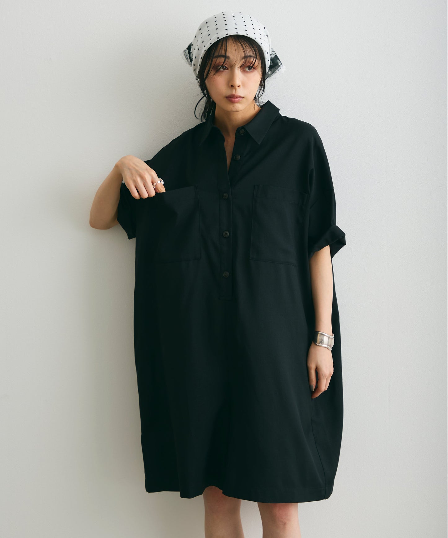 ウエストベルト付きショート丈オールインワン