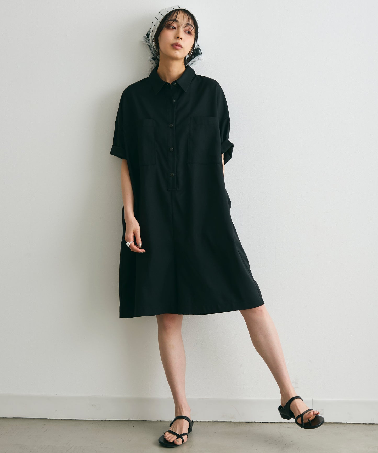 ウエストベルト付きショート丈オールインワン