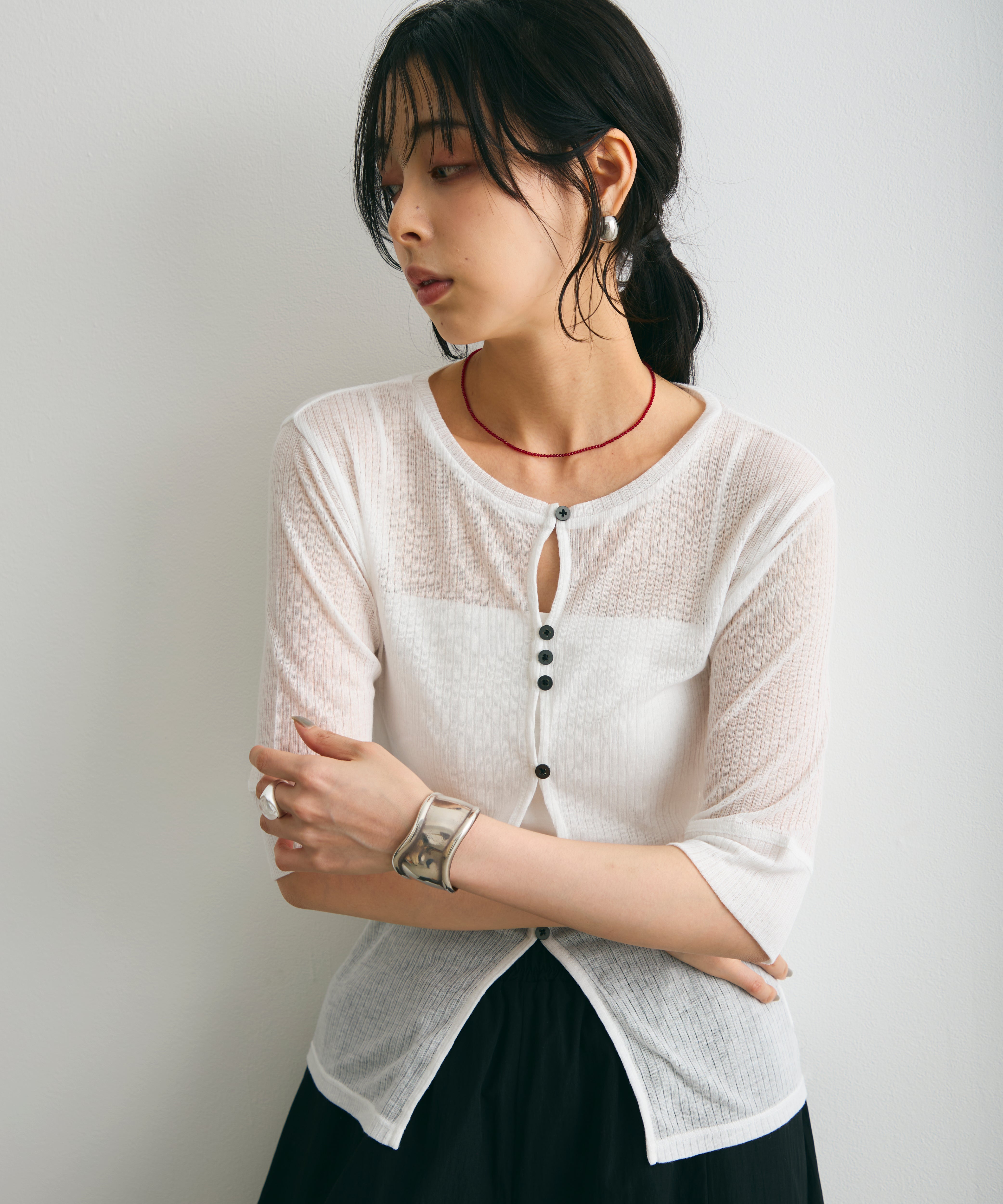 シアーテレコフロントホール釦あきプルオーバー | Trish
