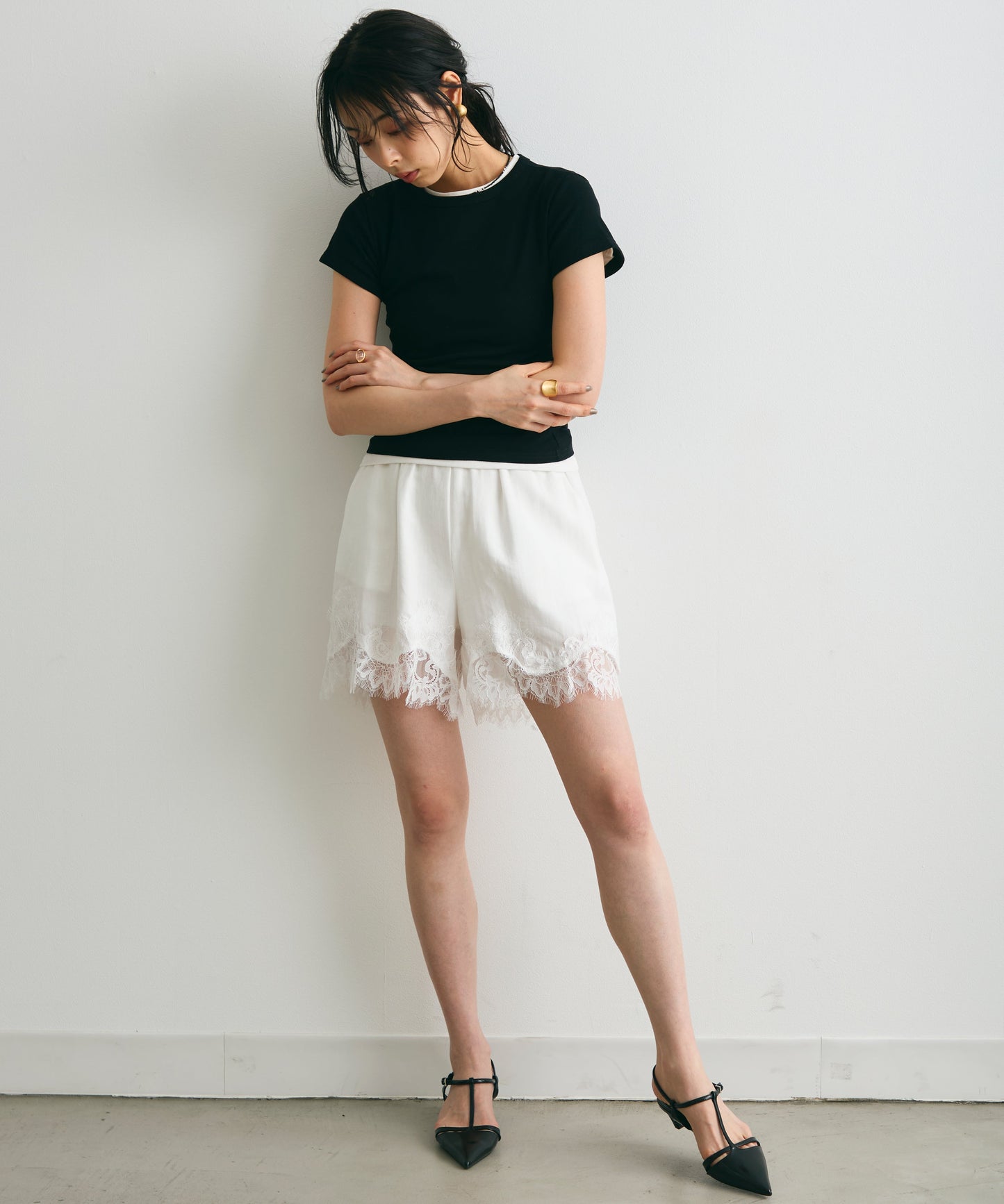 クルーネックフレンチTシャツ