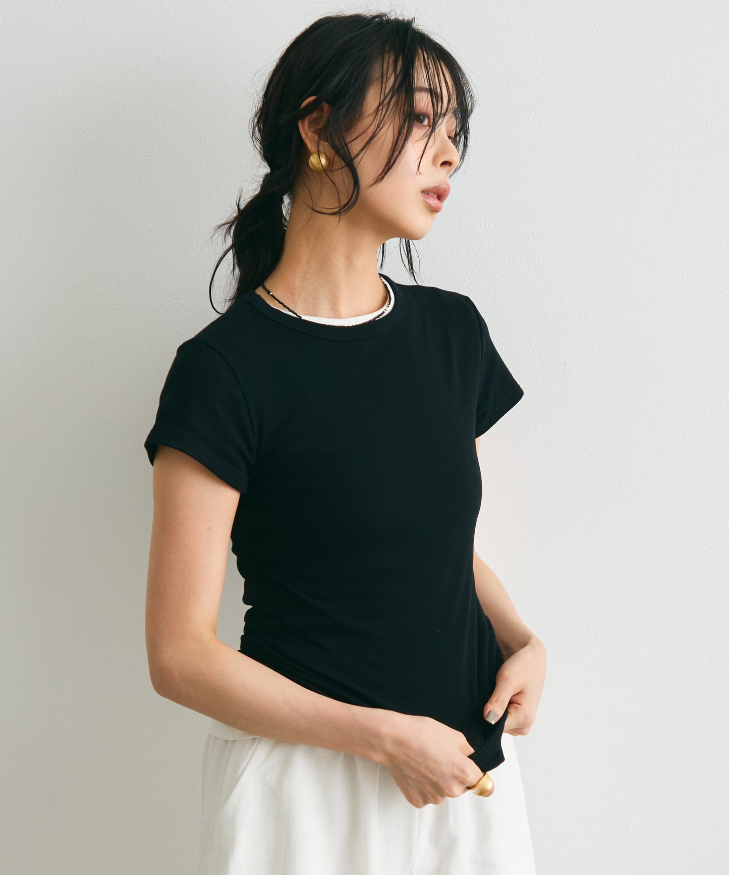 クルーネックフレンチTシャツ