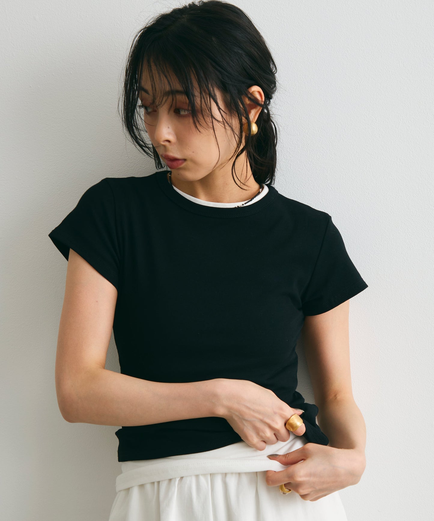 クルーネックフレンチTシャツ