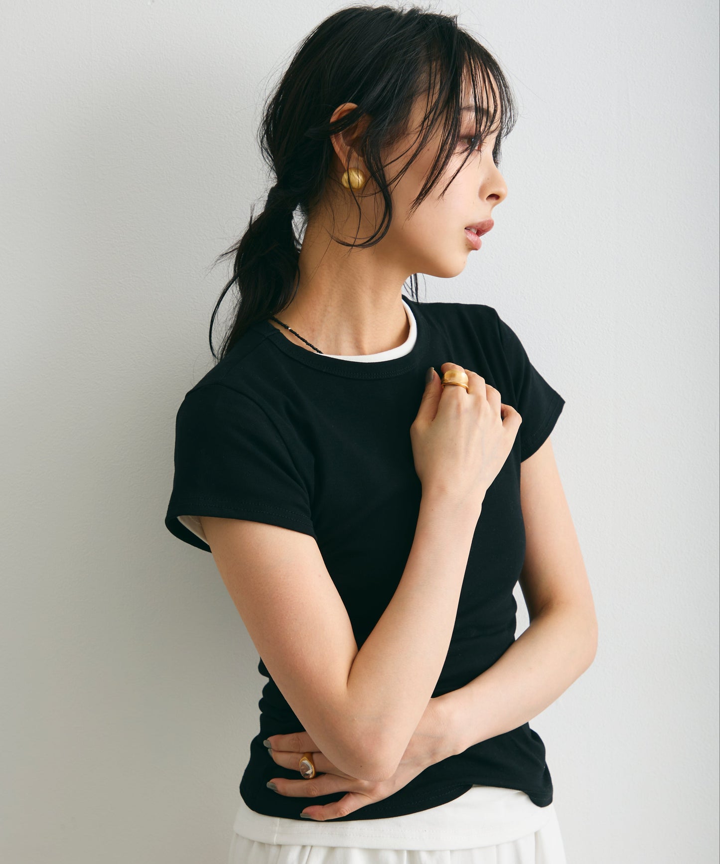 クルーネックフレンチTシャツ