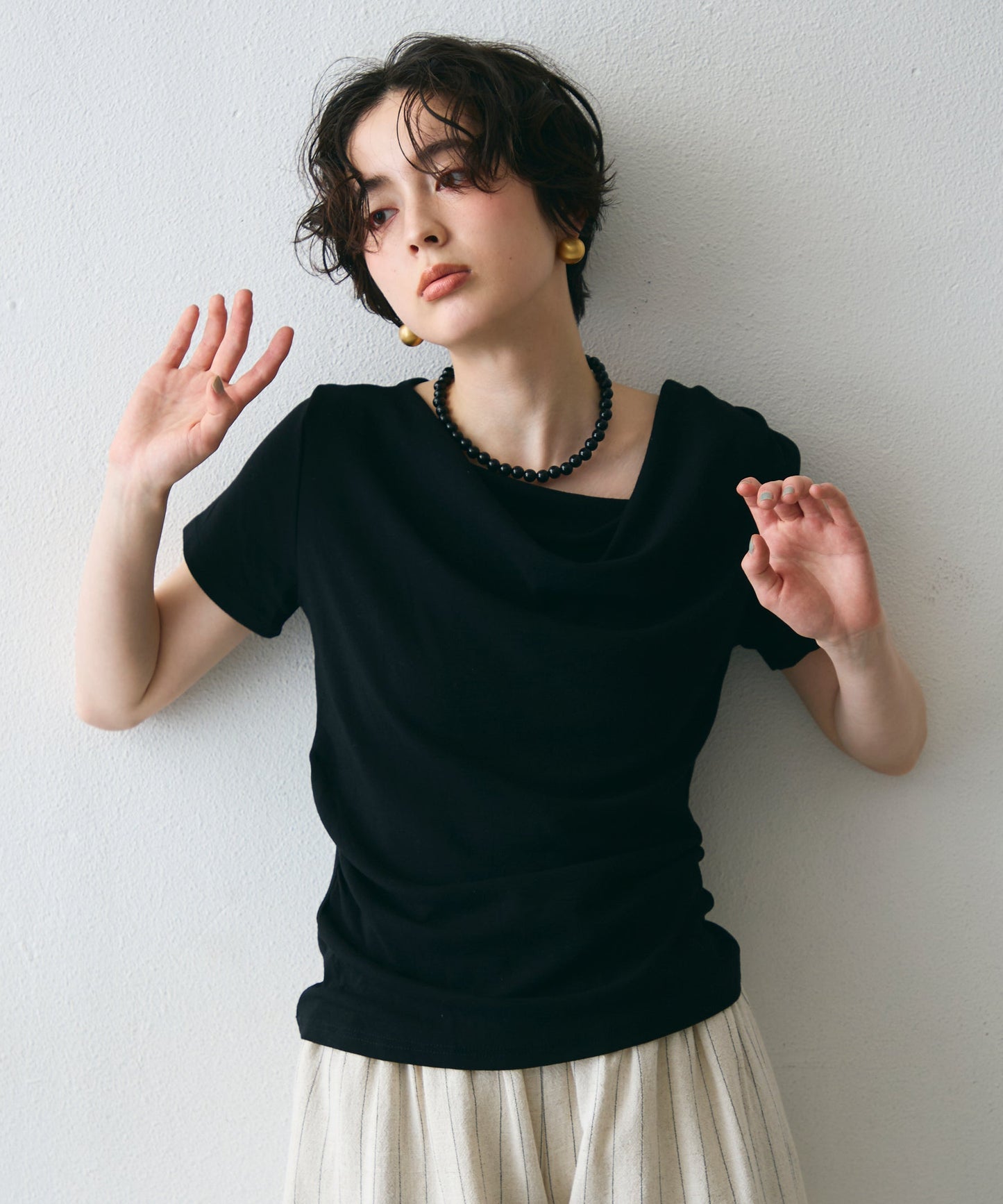 ドレープ半袖カットソー