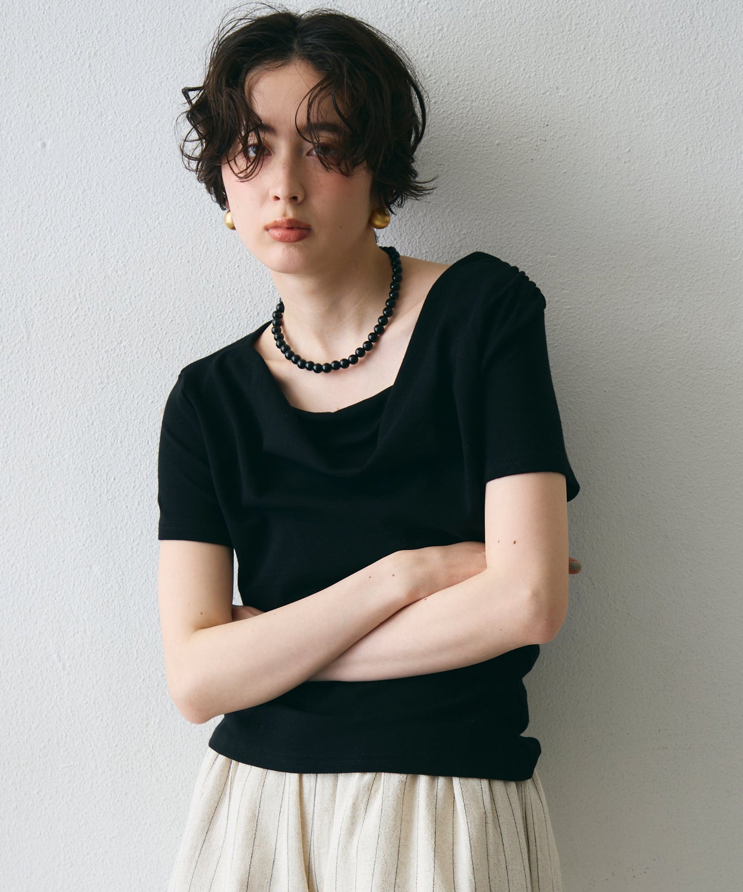 ドレープ半袖カットソー