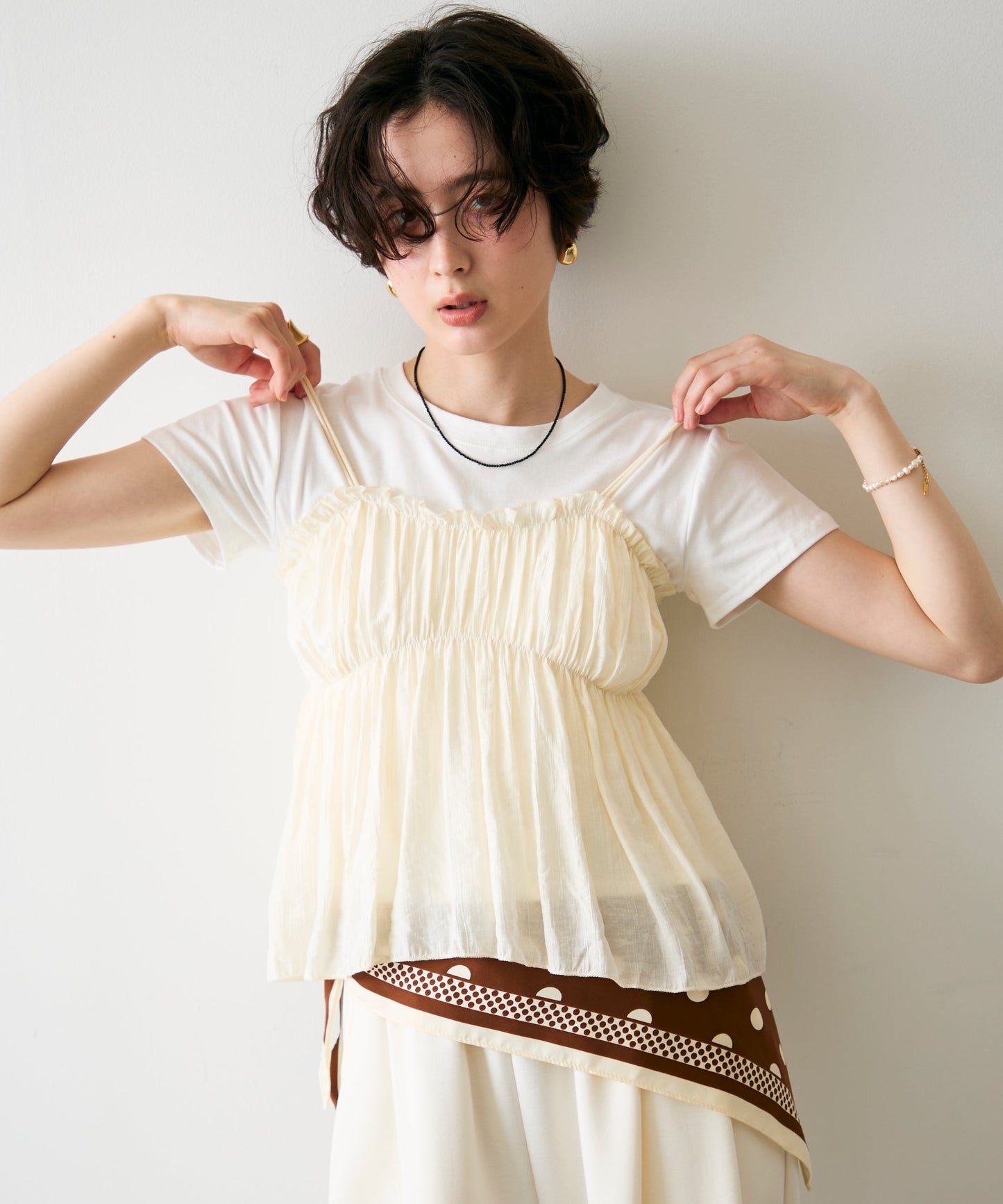 ギャザーキャミSET　Tシャツ