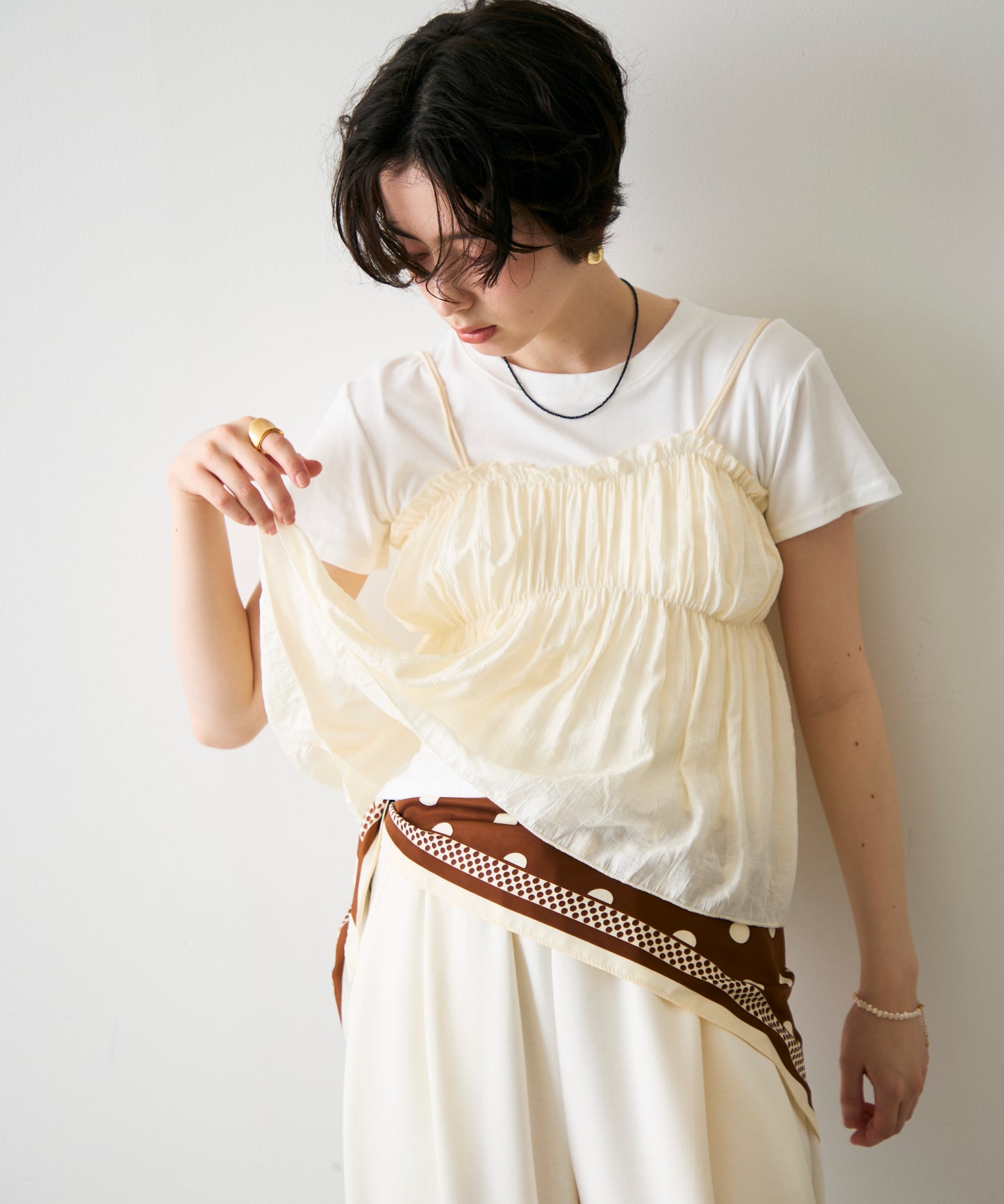 ギャザーキャミSET　Tシャツ