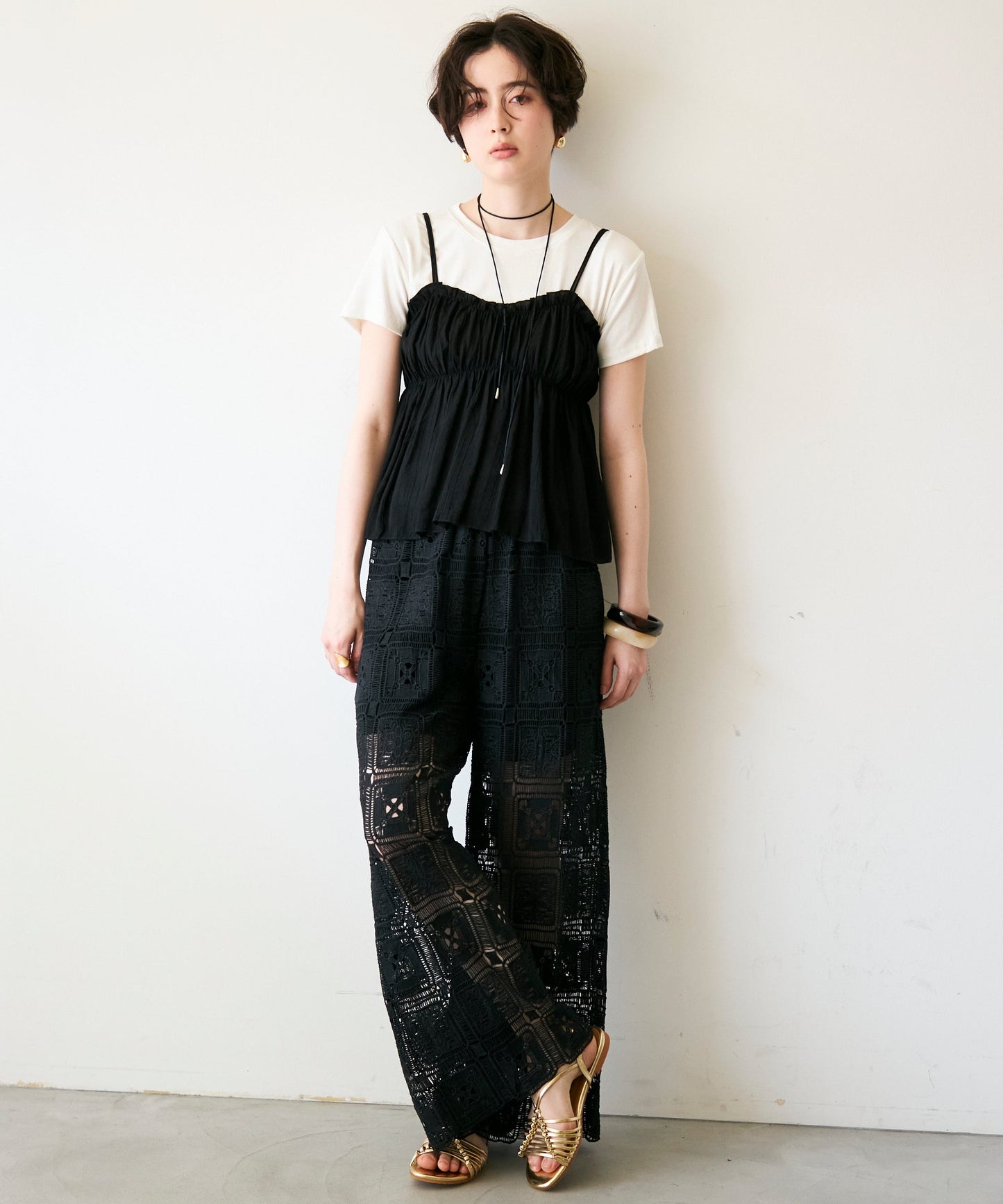 ギャザーキャミSET　Tシャツ