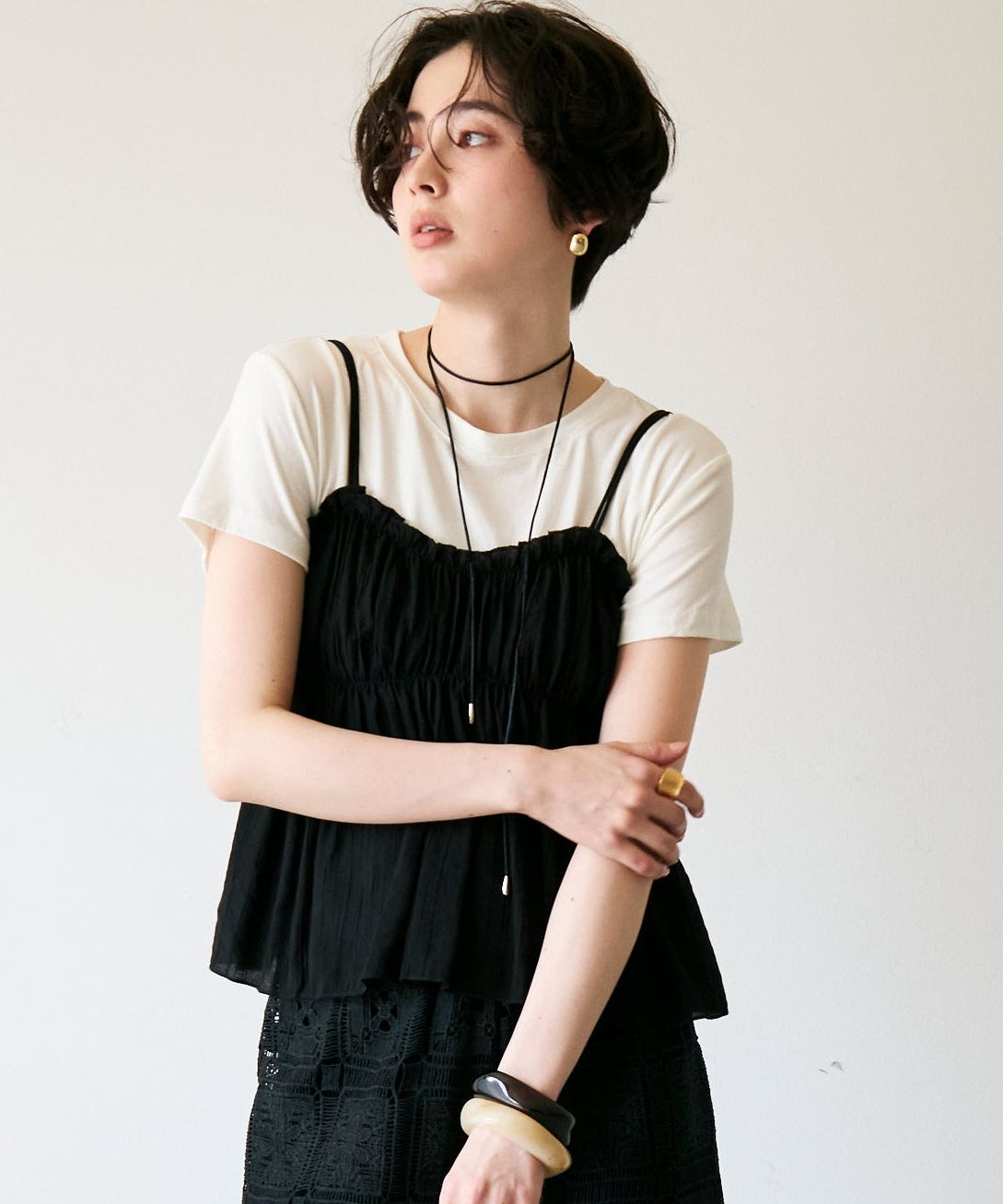 ギャザーキャミSET　Tシャツ