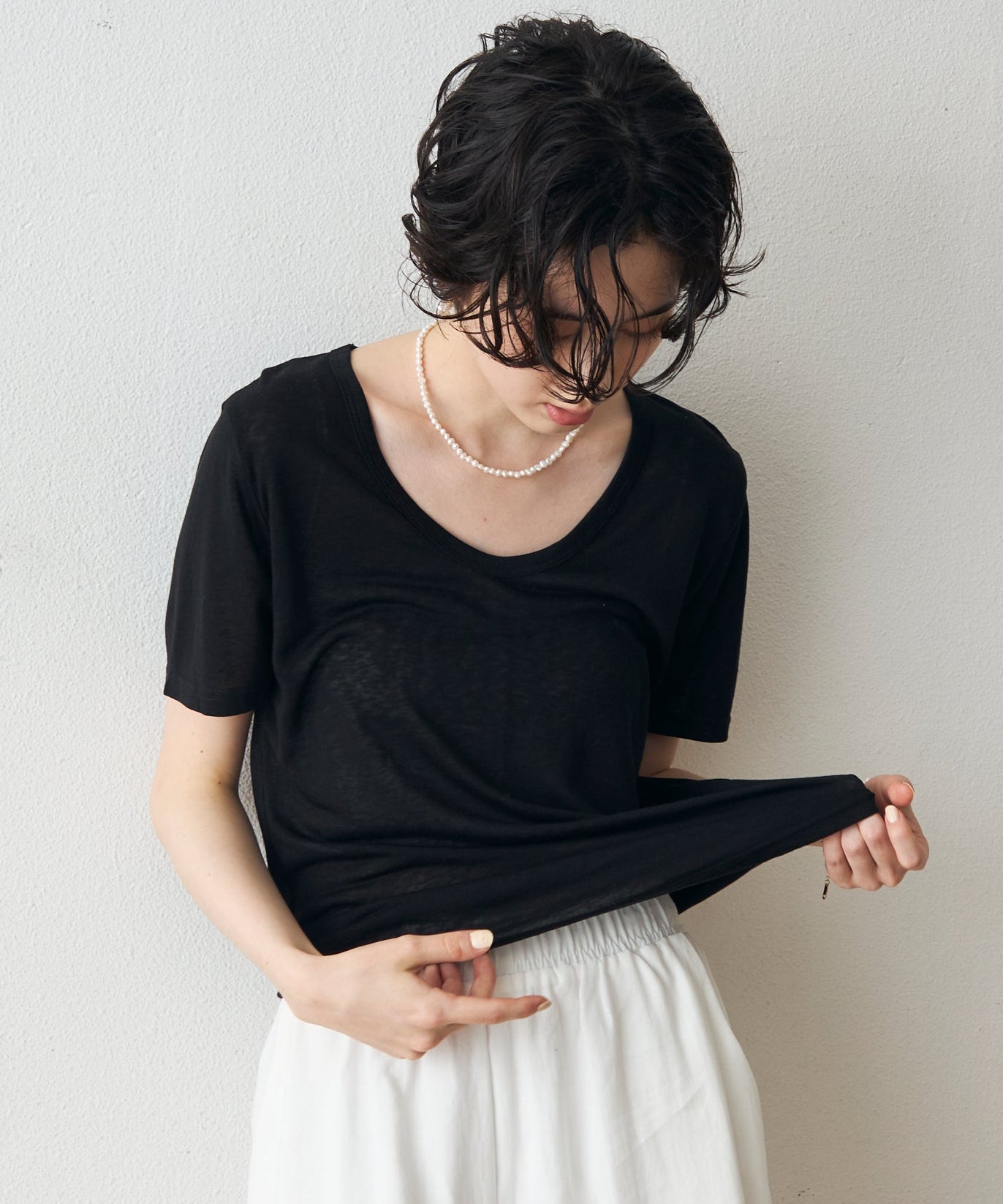 シアーディープラウンドTシャツ