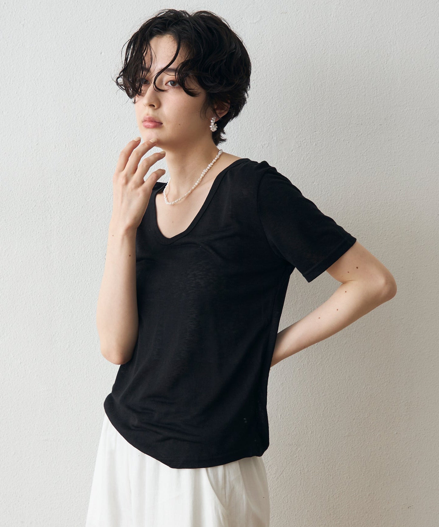 シアーディープラウンドTシャツ