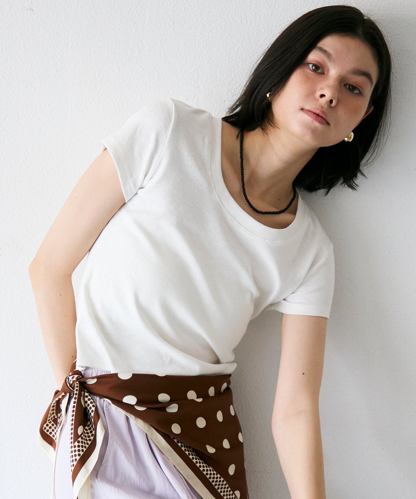 スラブラウンドネックTシャツ