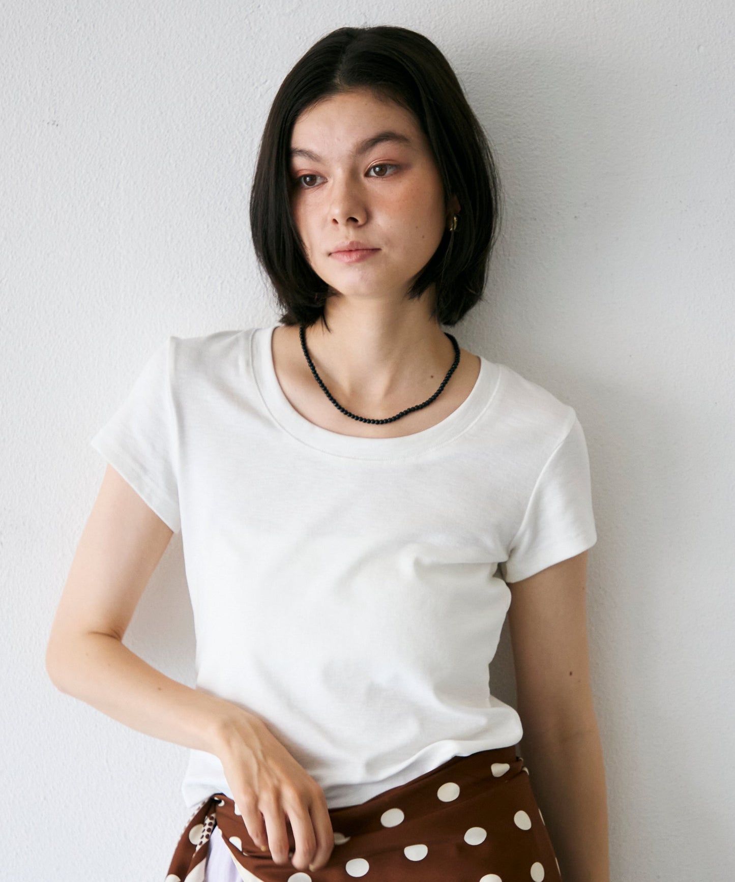 スラブラウンドネックTシャツ