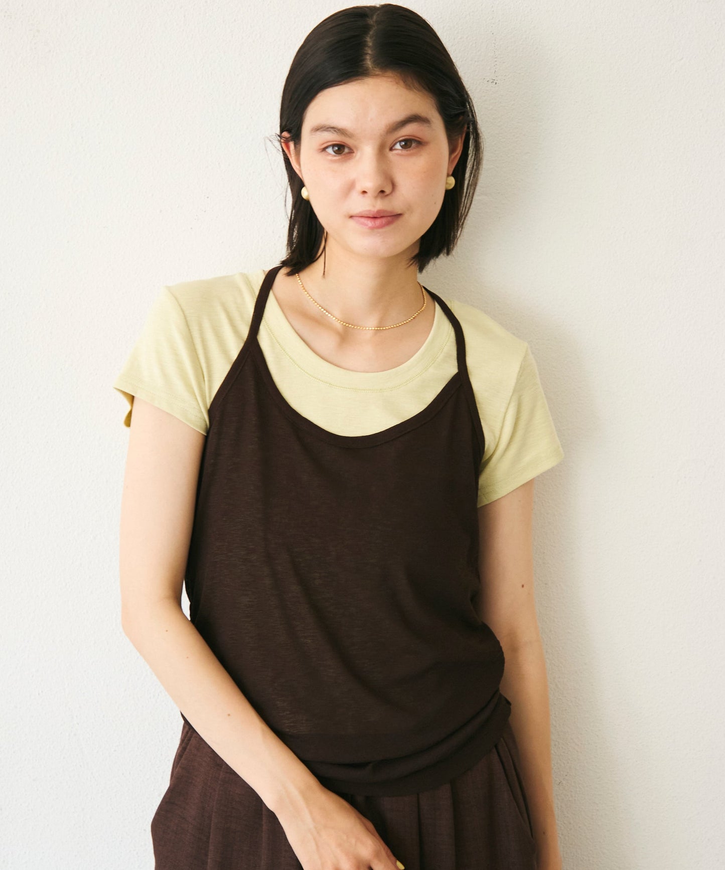 スラブラウンドネックTシャツ
