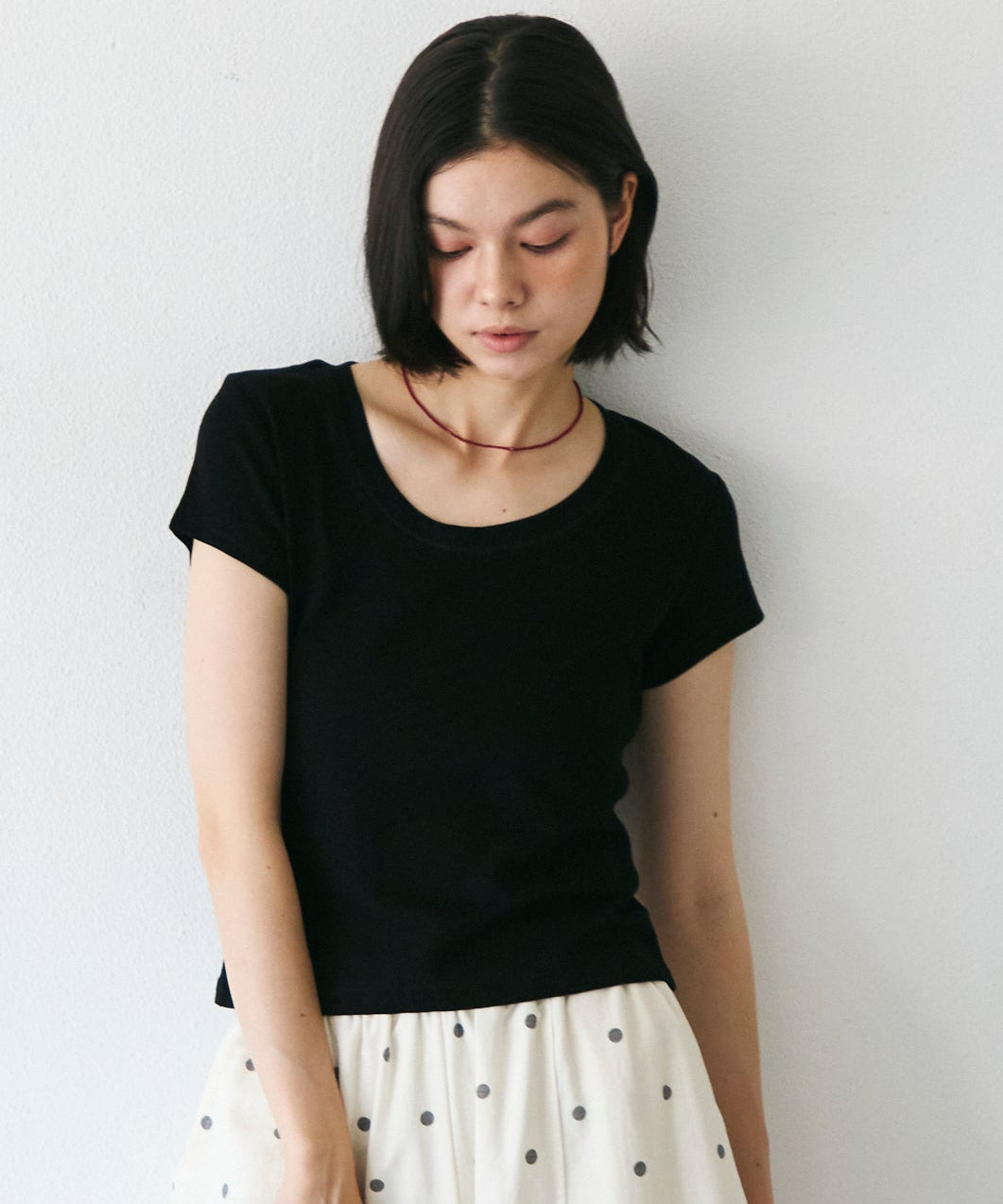 スラブラウンドネックTシャツ