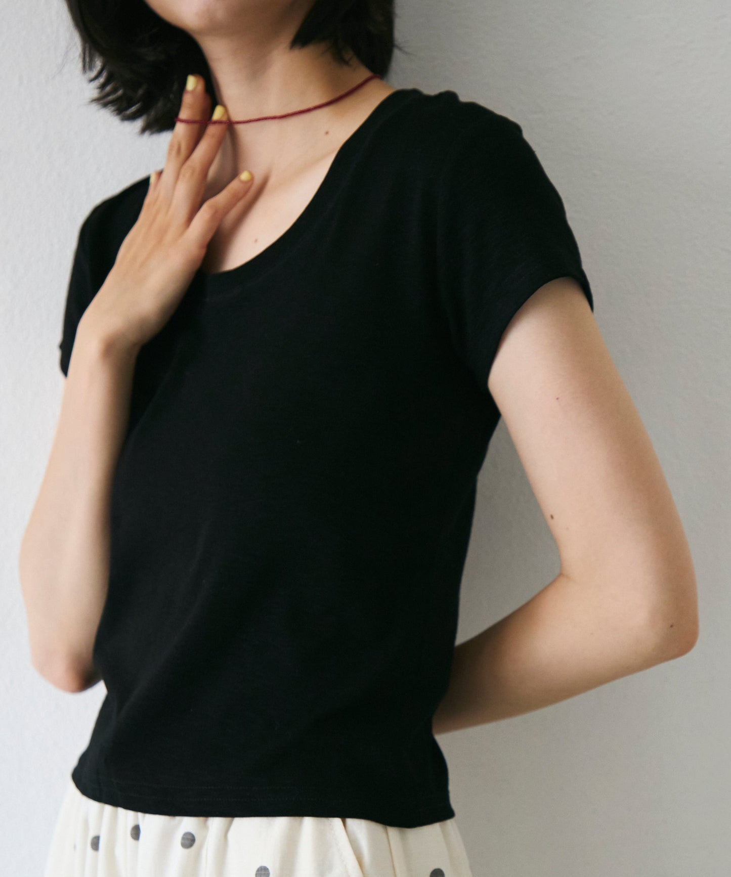 スラブラウンドネックTシャツ