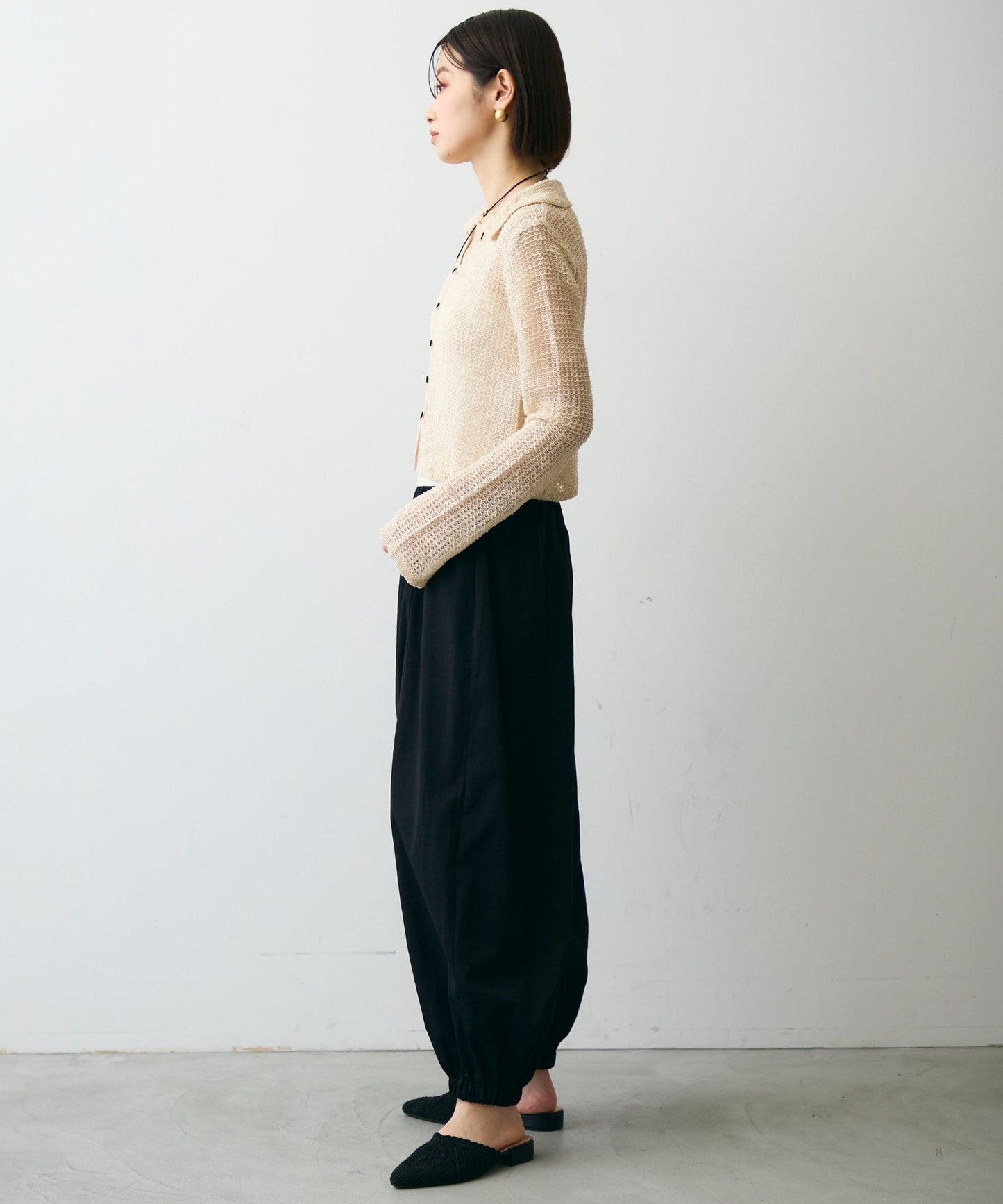 ジャガード裏使い衿付きカーディガン