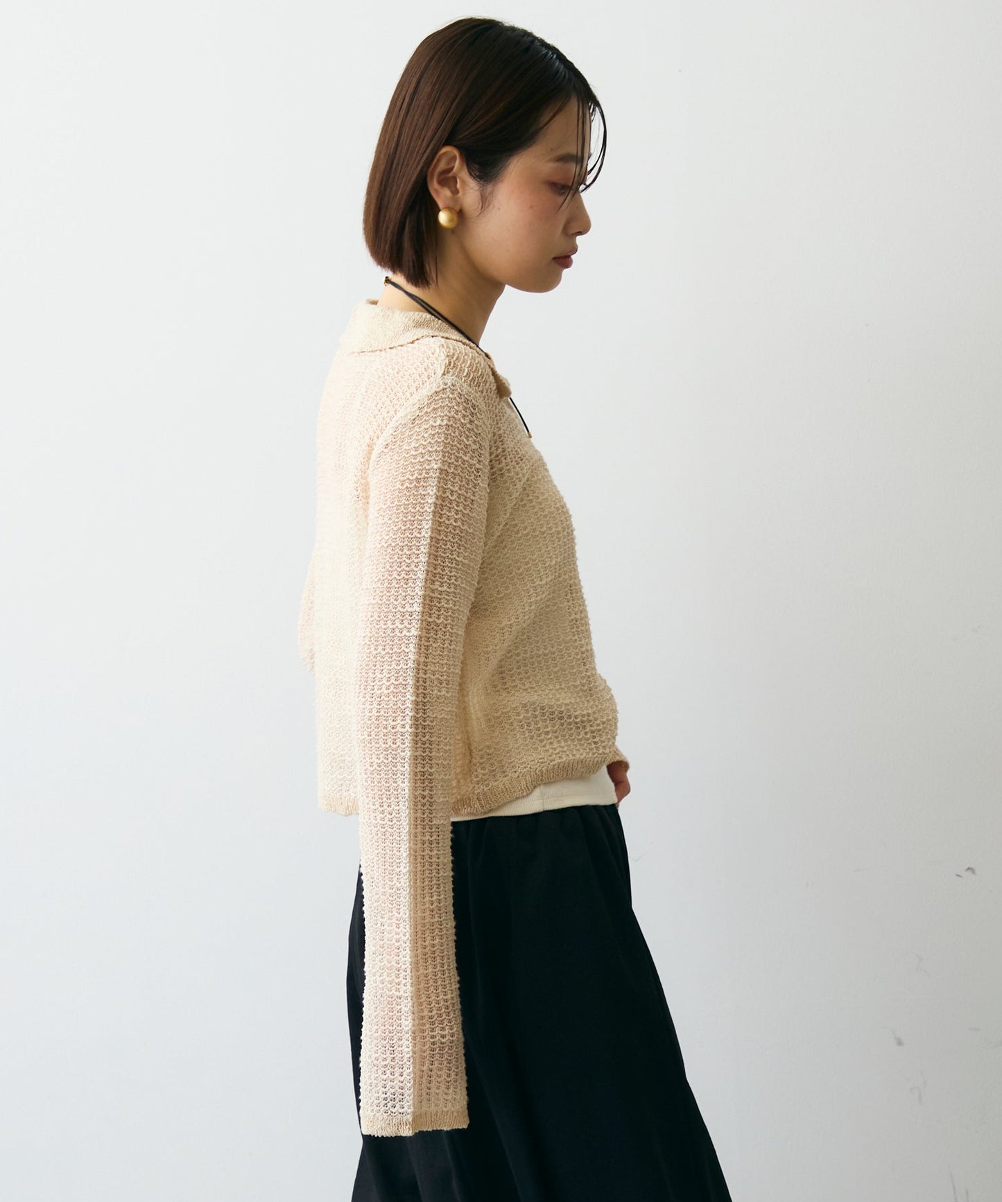 ジャガード裏使い衿付きカーディガン