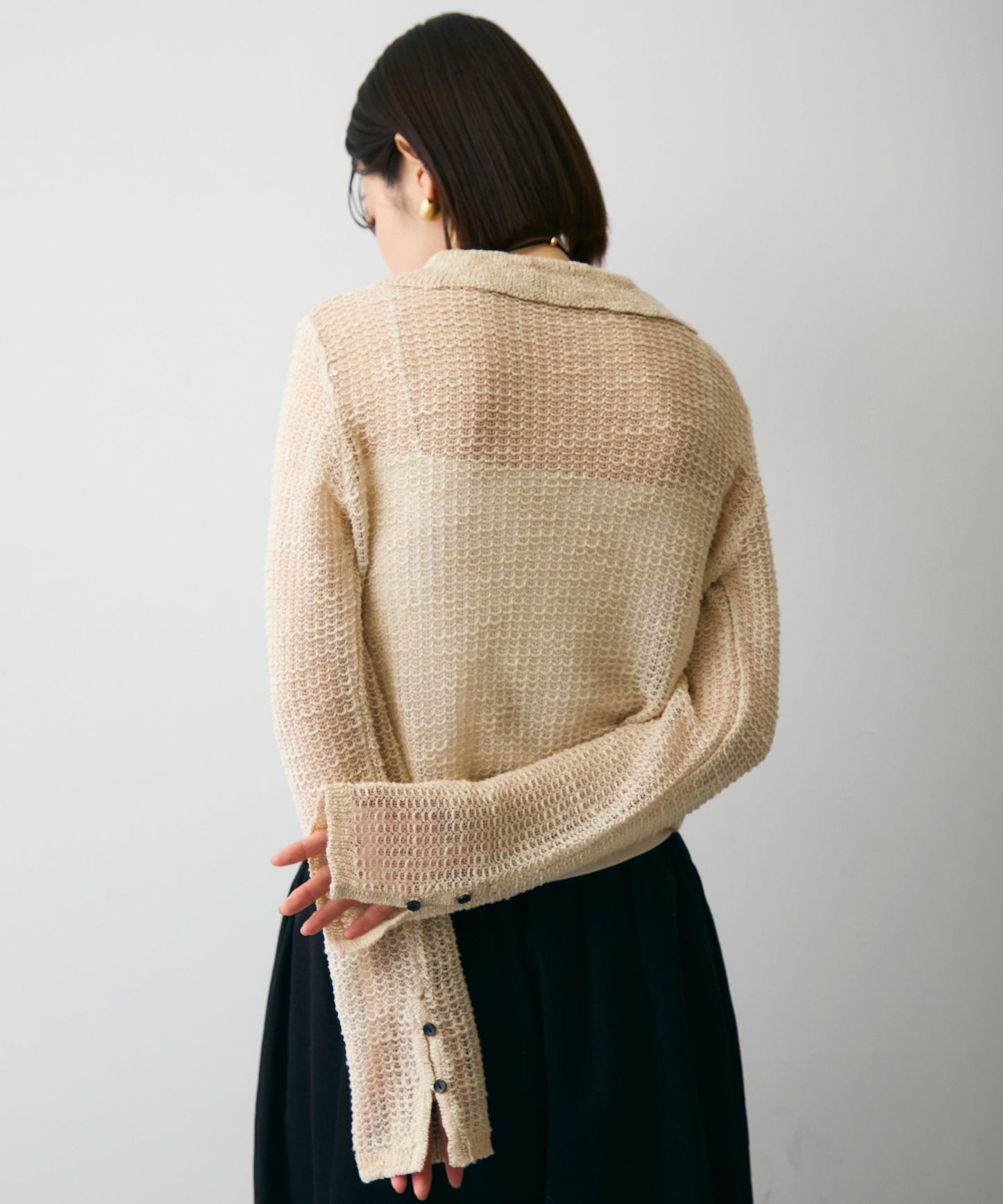 ジャガード裏使い衿付きカーディガン
